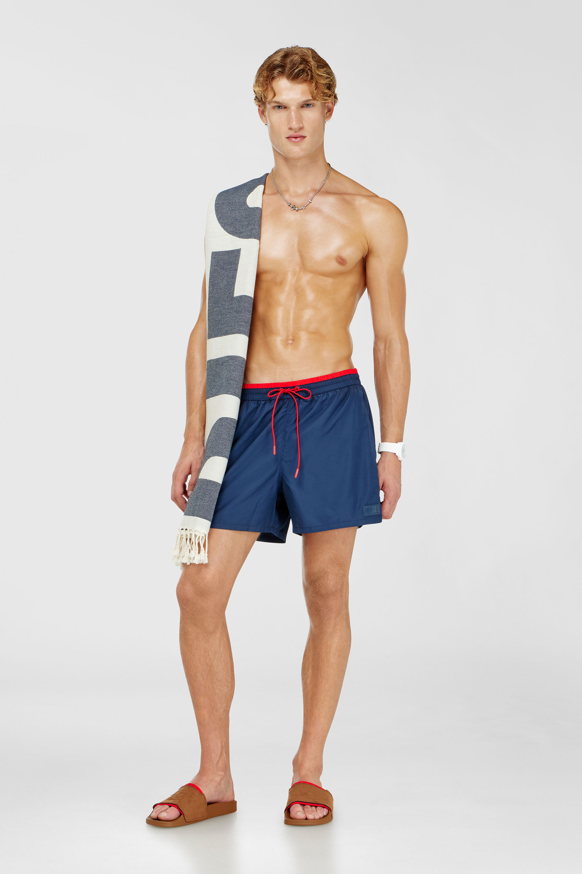 Diesel - JOEL-37-D-CORE, Man's Swim shorts with contrast waist trim in Blue - 1