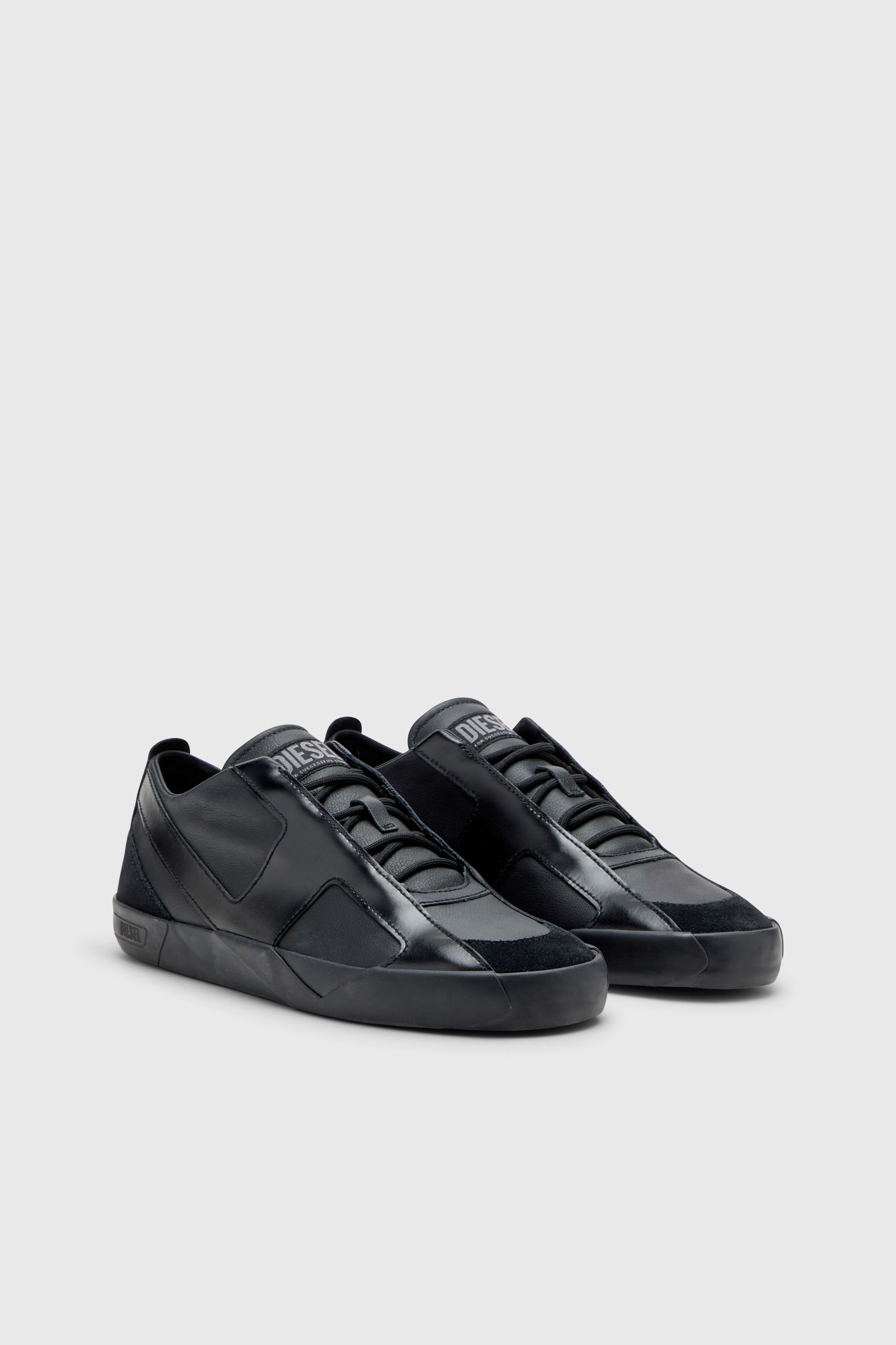 Diesel - S-SLANTE-D LOW, Man's S-Slante-D-Sneakers in suede and leather with D logo in Black - 2