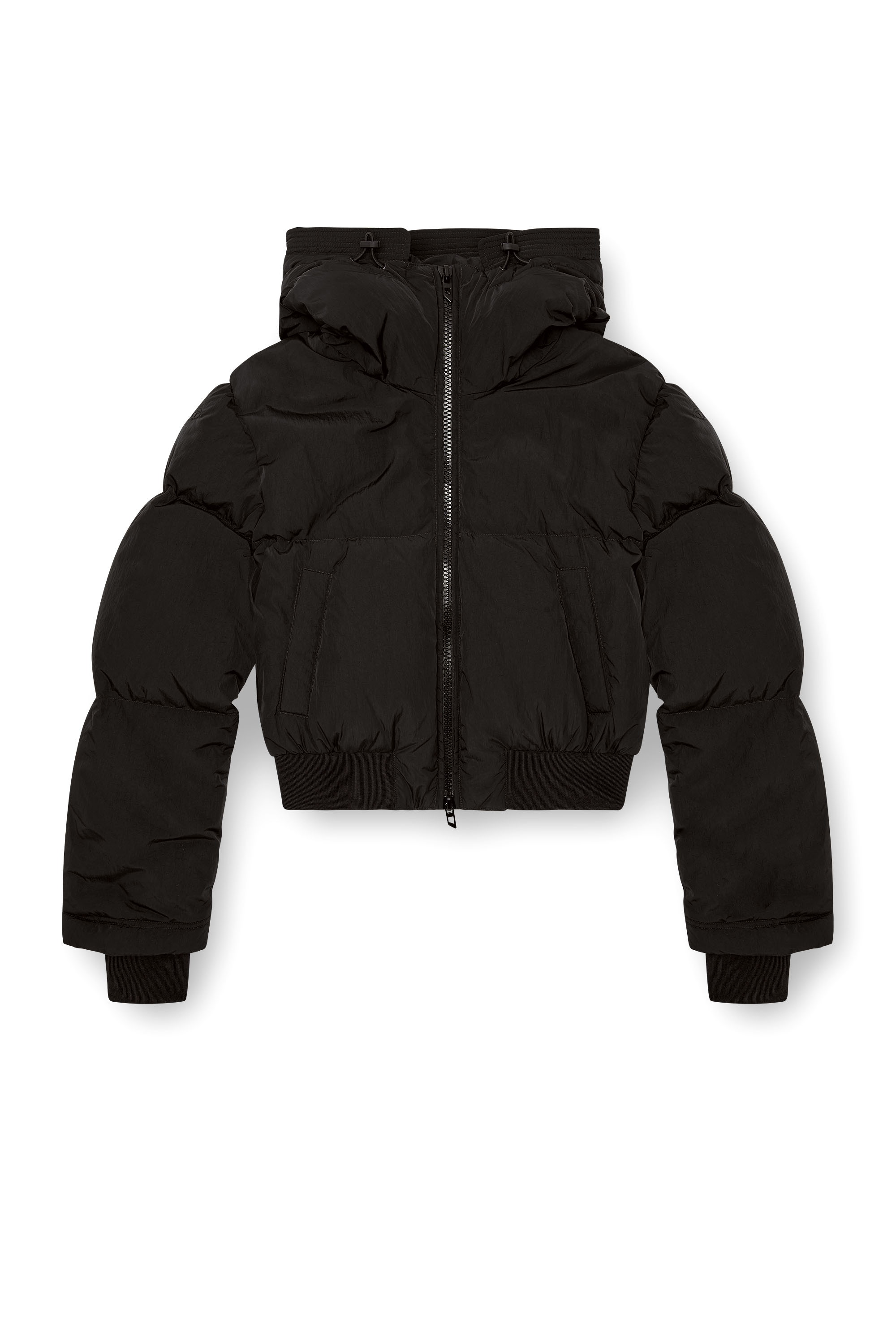 W-PEYT-SHORT-NEW-P1, Black Diesel - W-PEYT-SHORT-NEW-P1, Woman's Hooded down jacket in crinkled nylon in Black - 2