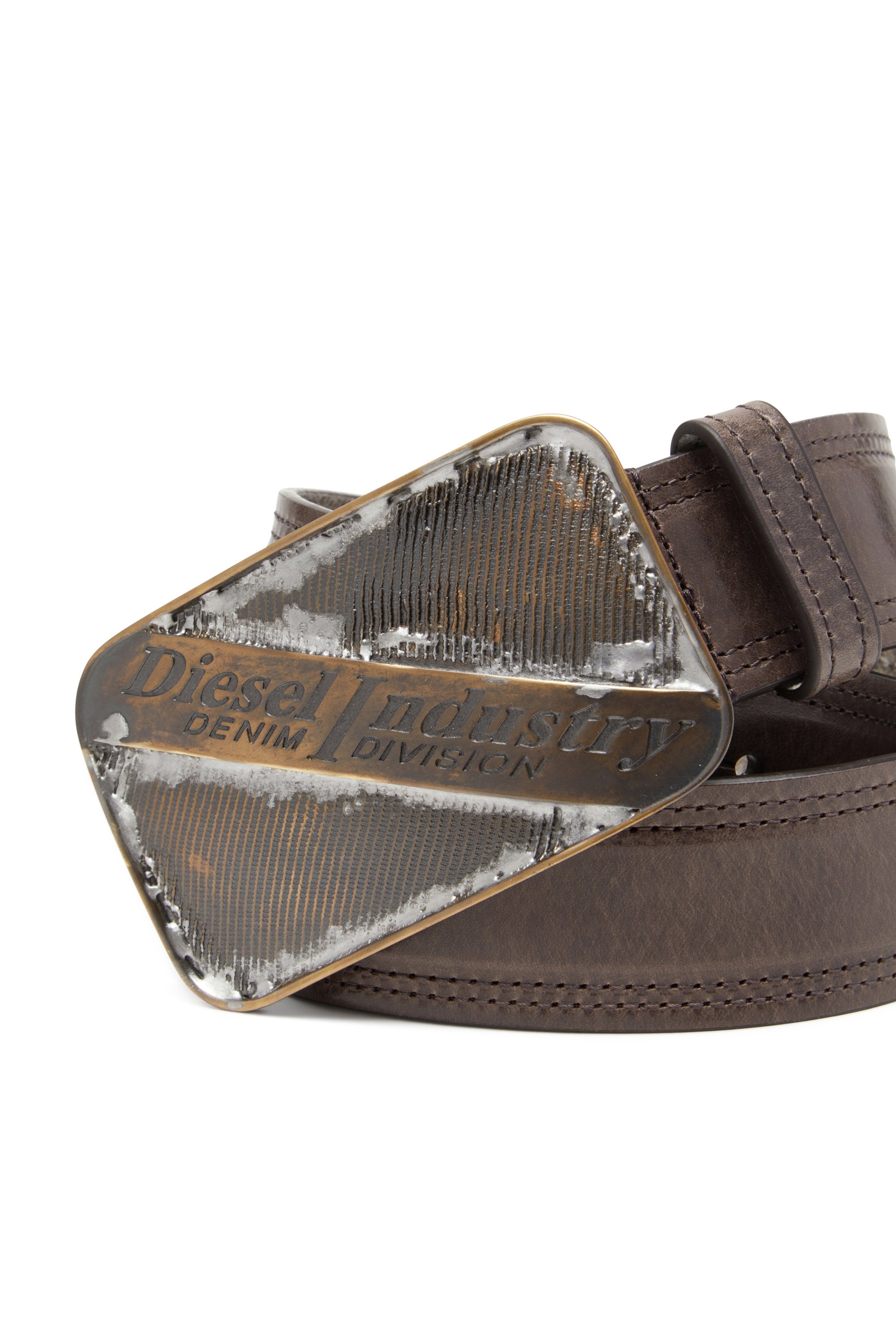 Diesel - B-INDUSTRY, Man's 4cm archival belt with rust-effect buckle in Brown - 3