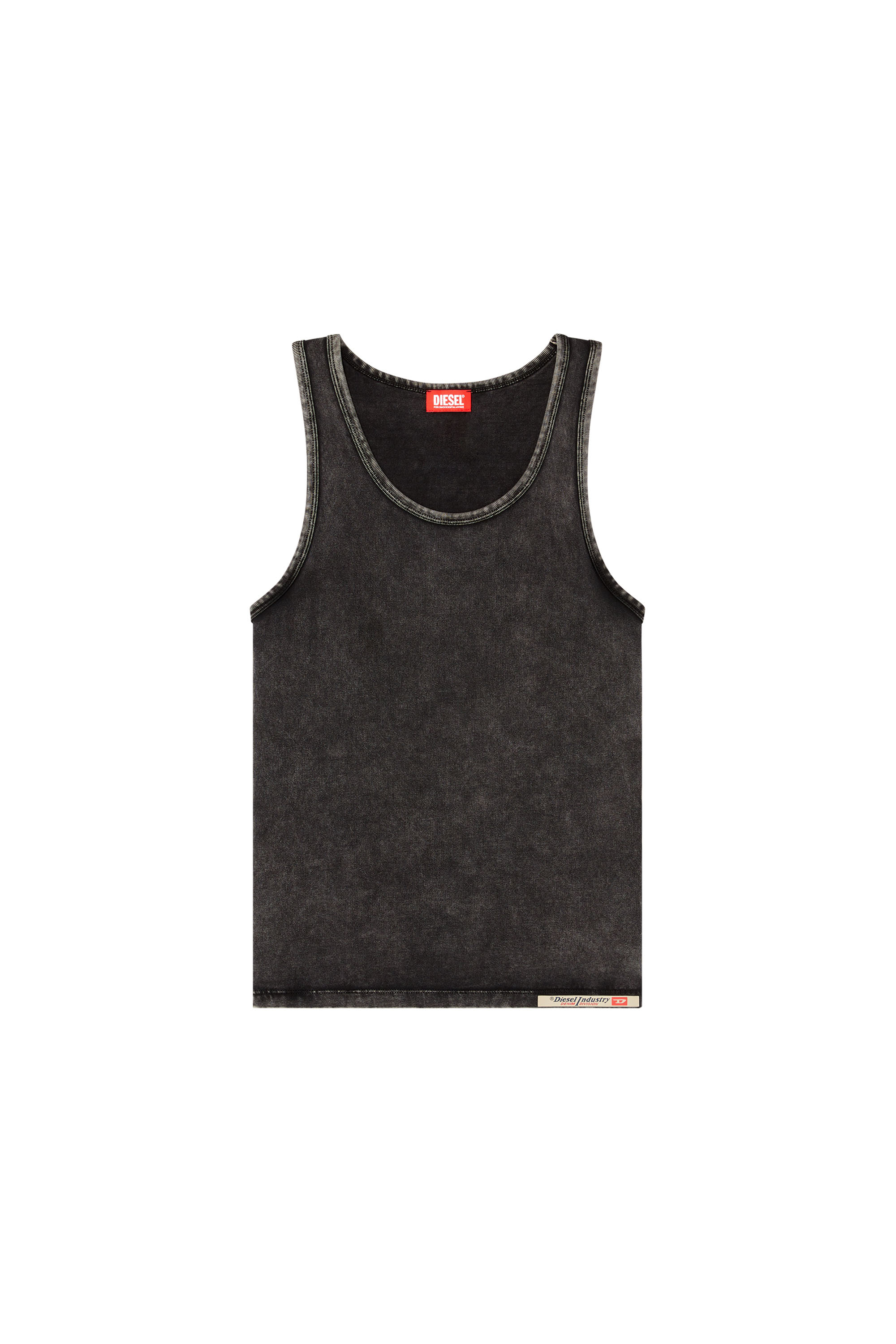Diesel - WALTY-DNM, Man's Denim-effect tank top in Black - 4