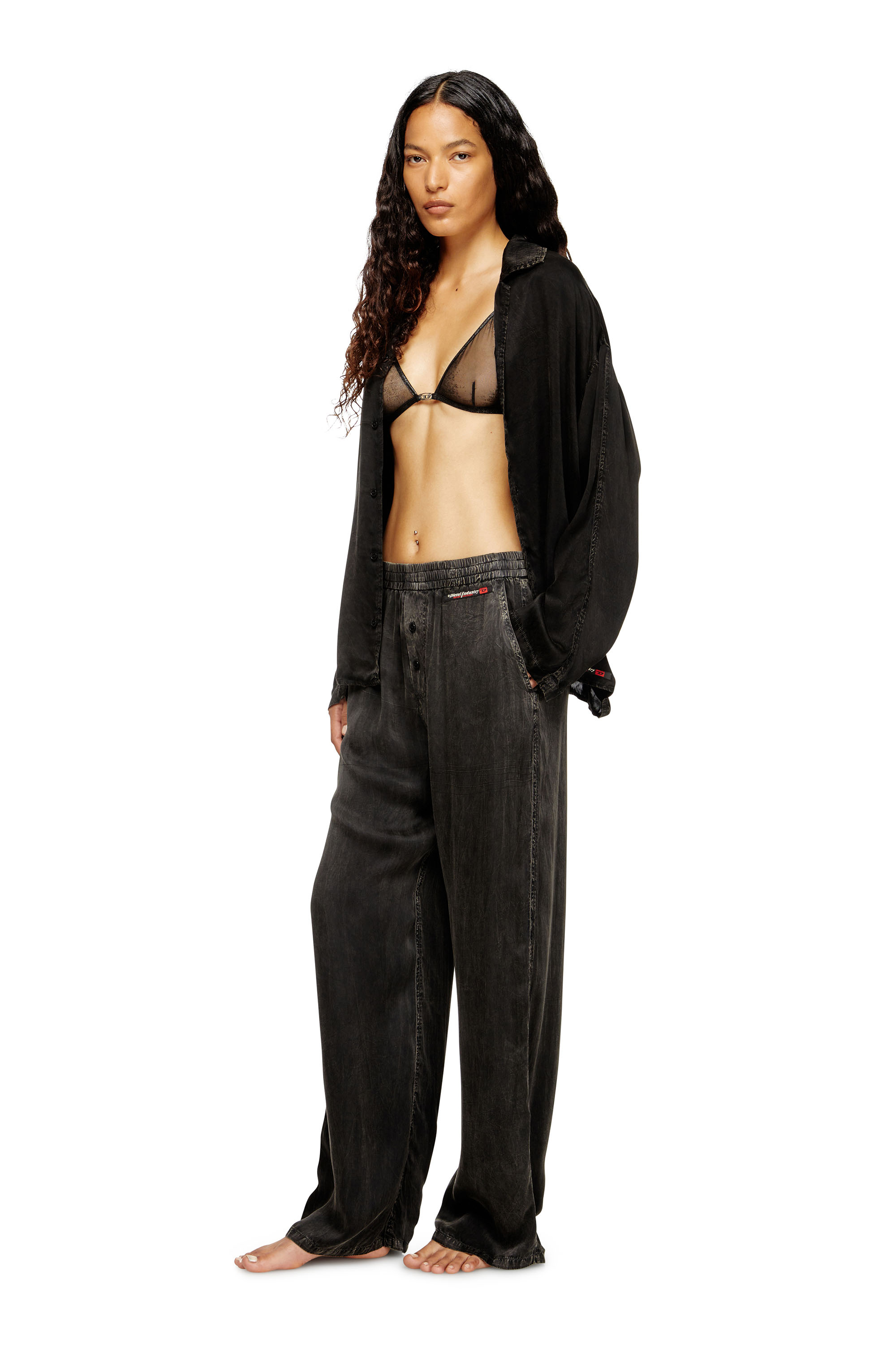 Diesel - SET-KEITH-DNM, Unisex's Fluid pyjamas with denim effect in Black - 7