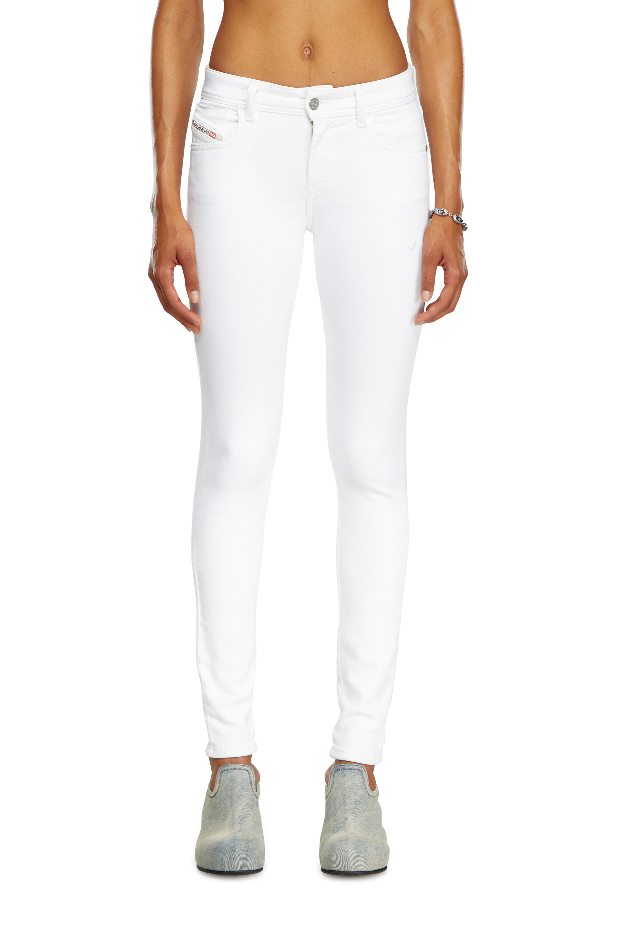 Diesel - Woman's Skinny Jeans 2017 Slandy 09F90, White - 3