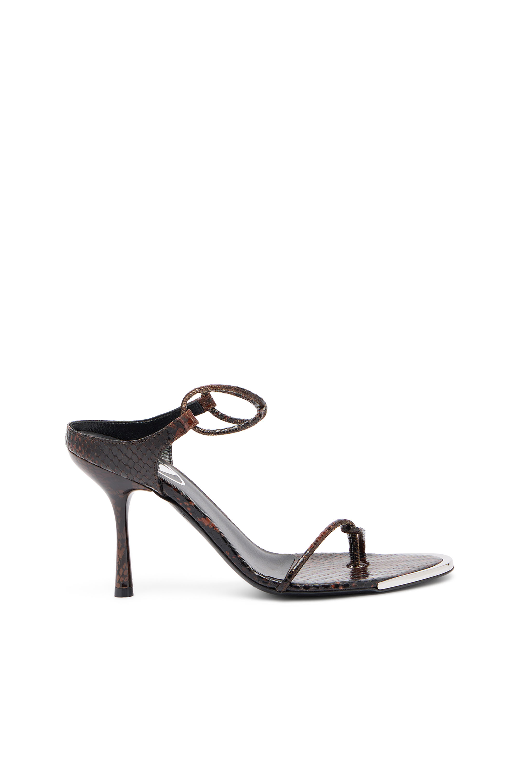 Diesel - D-DIAM'S INFRA LACE 90, Woman's D-Diam's-Thin cord sandal in croc-effect leather in Brown - 1