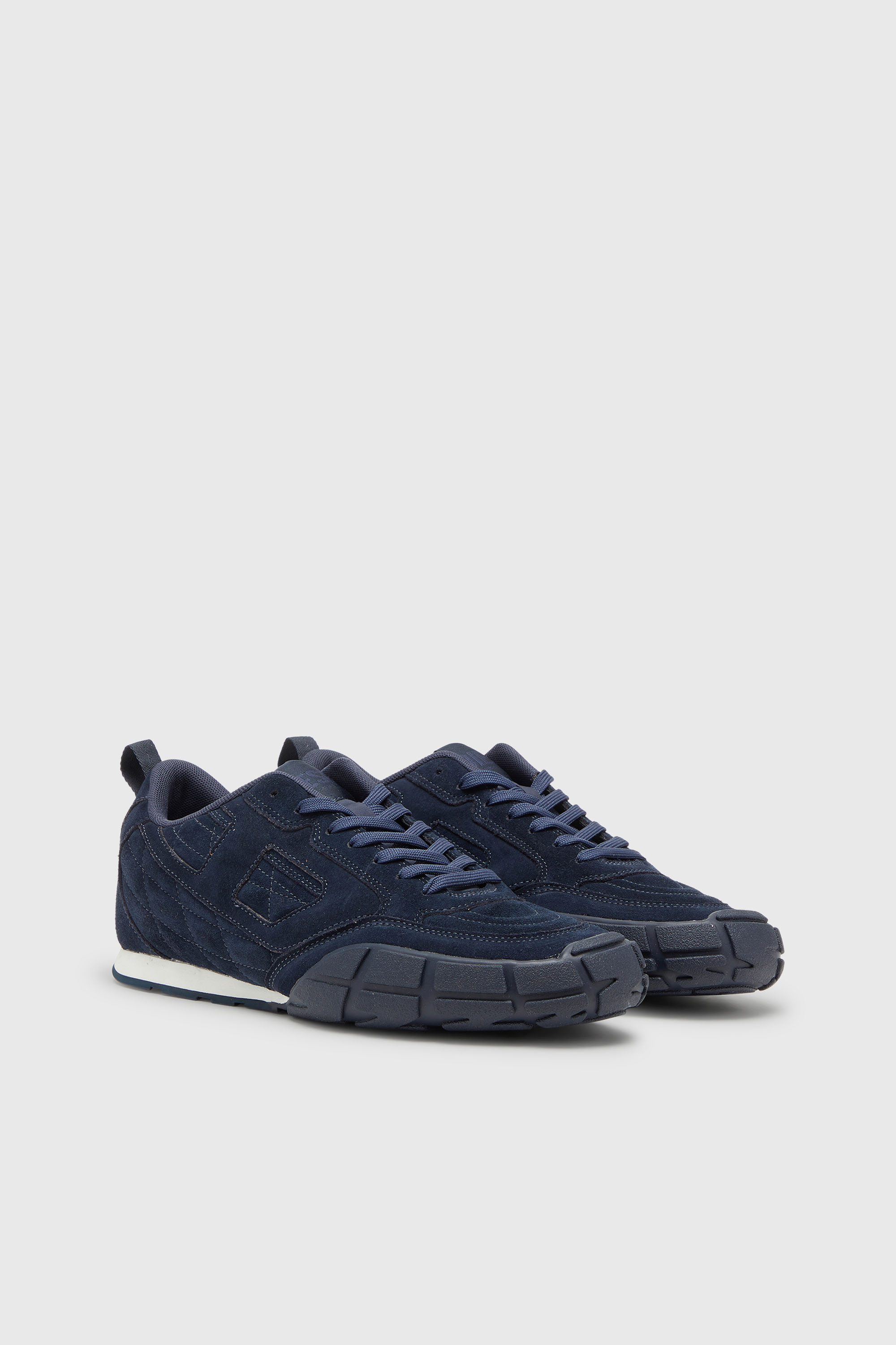Diesel - S-PAGODHA LOW, Man's S-Pagodha-Quilted suede sneakers in Dark Blue - 2