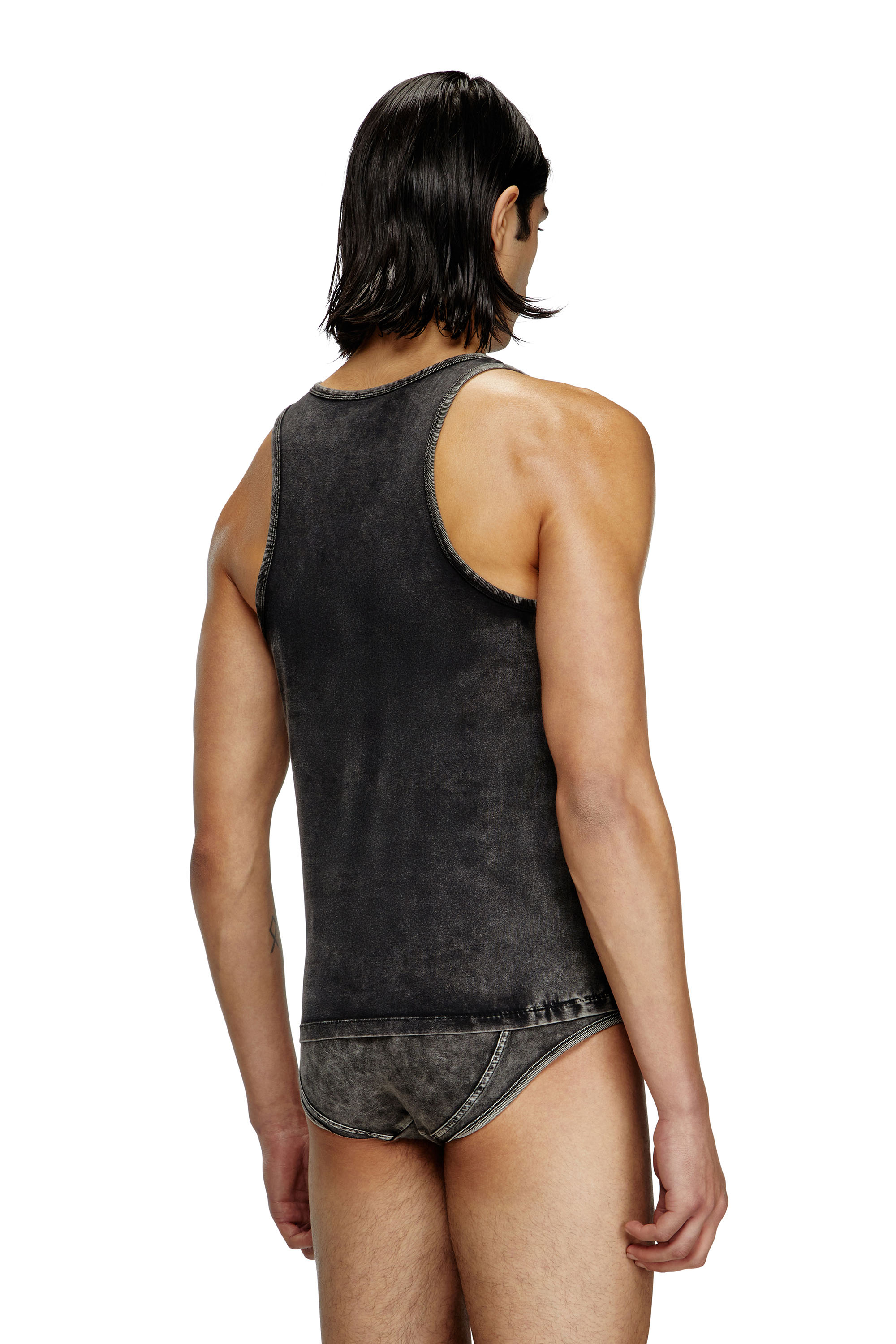 Diesel - WALTY-DNM, Man's Denim-effect tank top in Black - 3