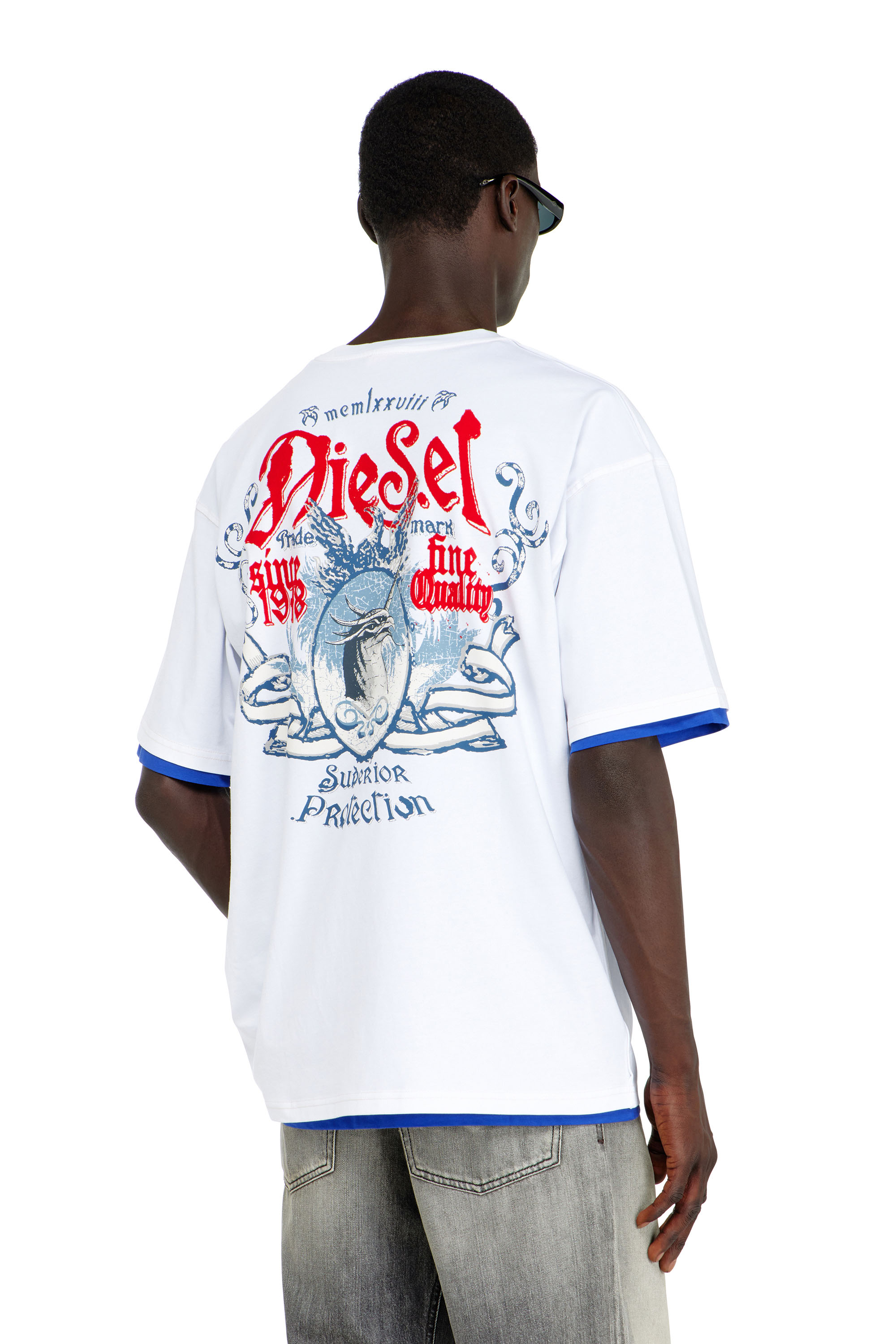 Diesel - T-BOXT-AA2, Man's Cotton T-shirt with flock graphic in White - 4