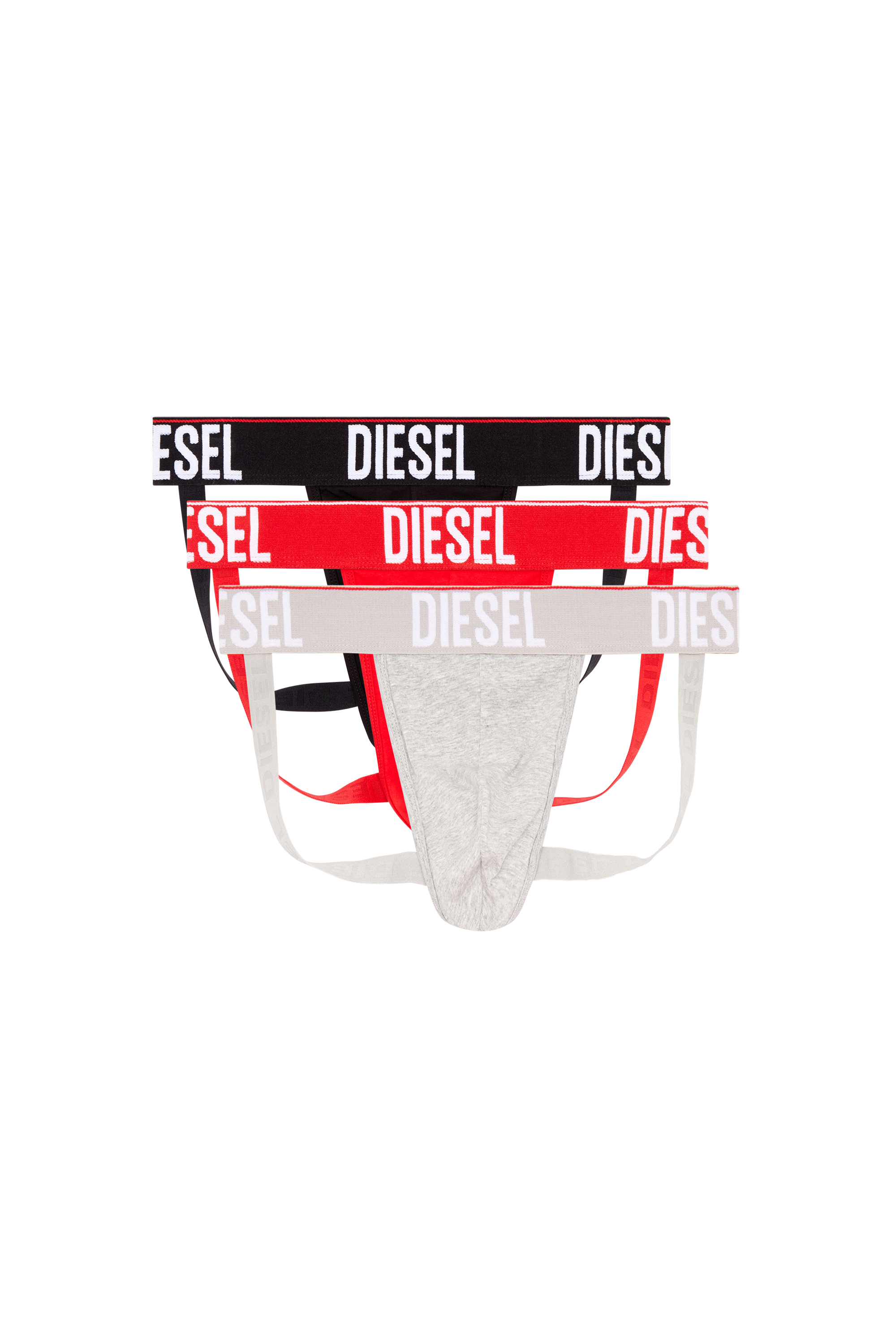 Diesel - UMBR-JOCKYTHREEPACK, Man's Three-pack jockstraps with tonal waist in White/Black - 1