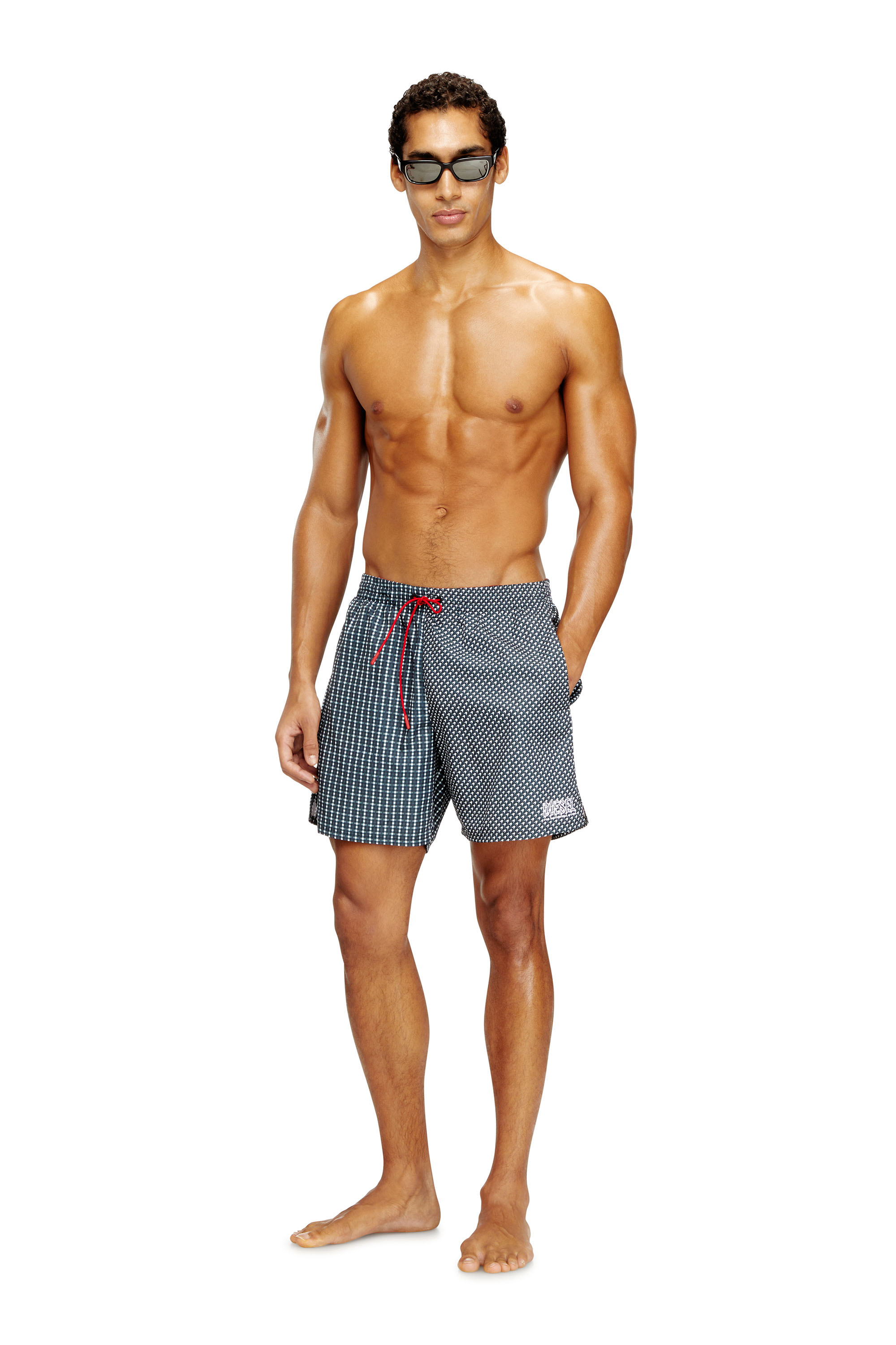 Diesel - SPORT-41-D-CORE, Man's Swim shorts with mixed patterns in Blue - 2