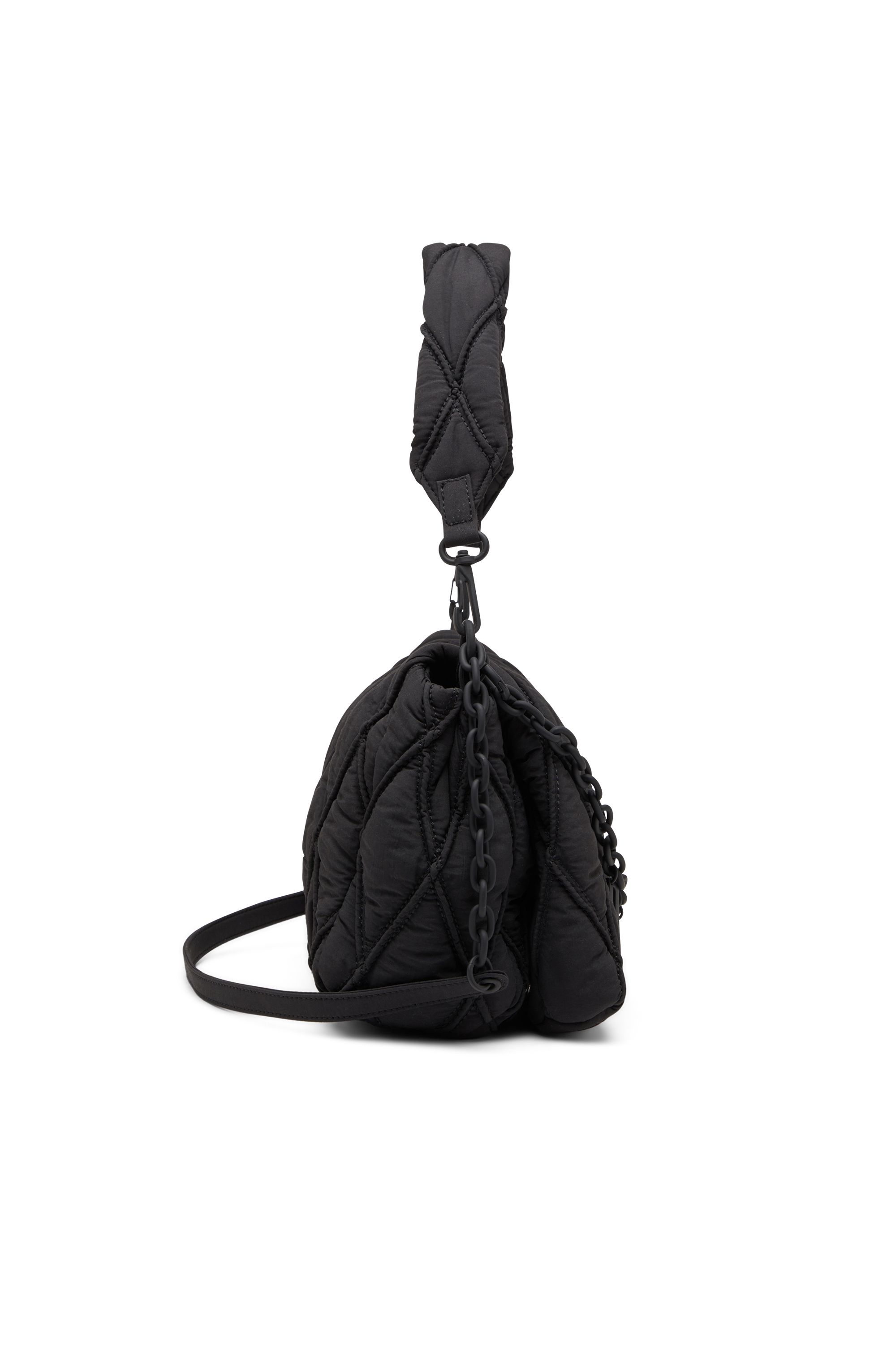 Diesel - CHARM-D SHOULDER M, Woman's Charm-D M-Shoulder bag in quilted nylon in Black - 4