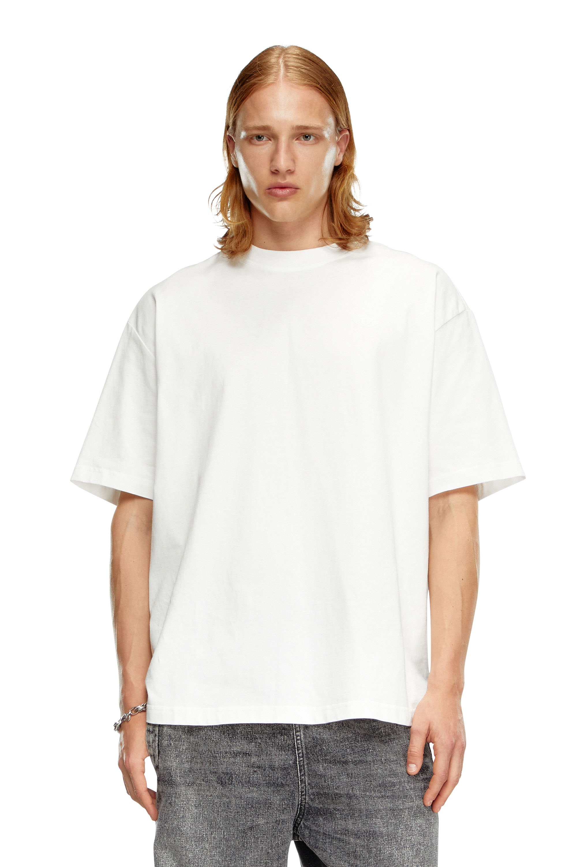 Diesel - T-BOGGY-MEGOVAL-D, Man's T-shirt with maxi oval D embroidery in White - 4