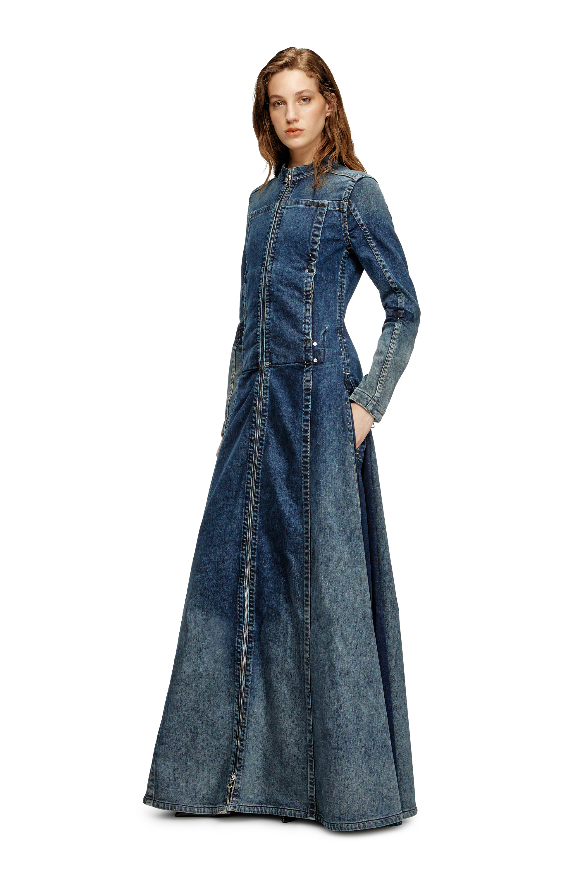 Diesel - DE-RO1-RE-FSG, Woman's Maxi dress in Rehab denim in Dark Blue - 1