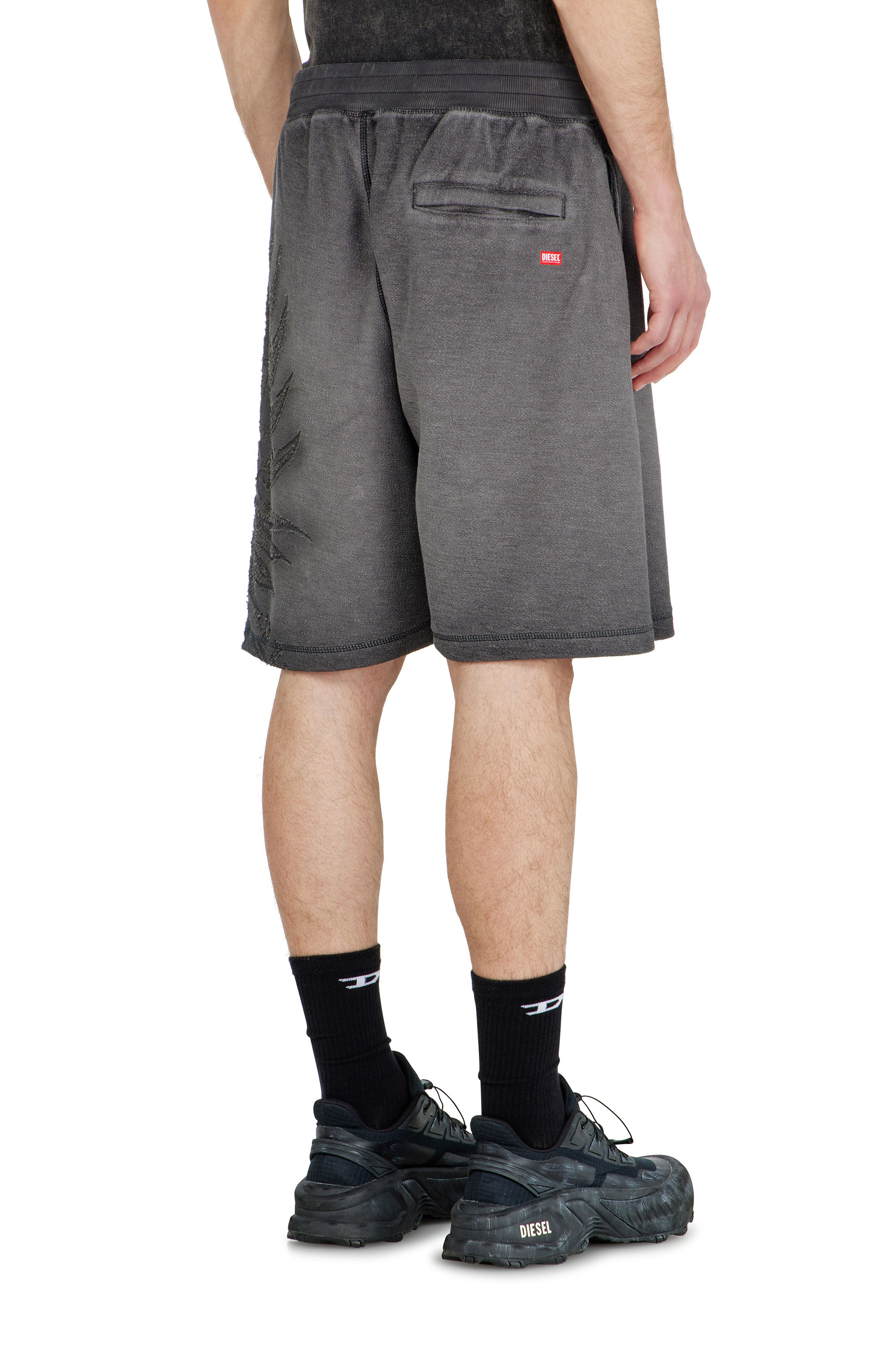 Diesel - P-RAWCROW, Man's Sweatshorts with d&eacute;vor&eacute; motifs in null - 3