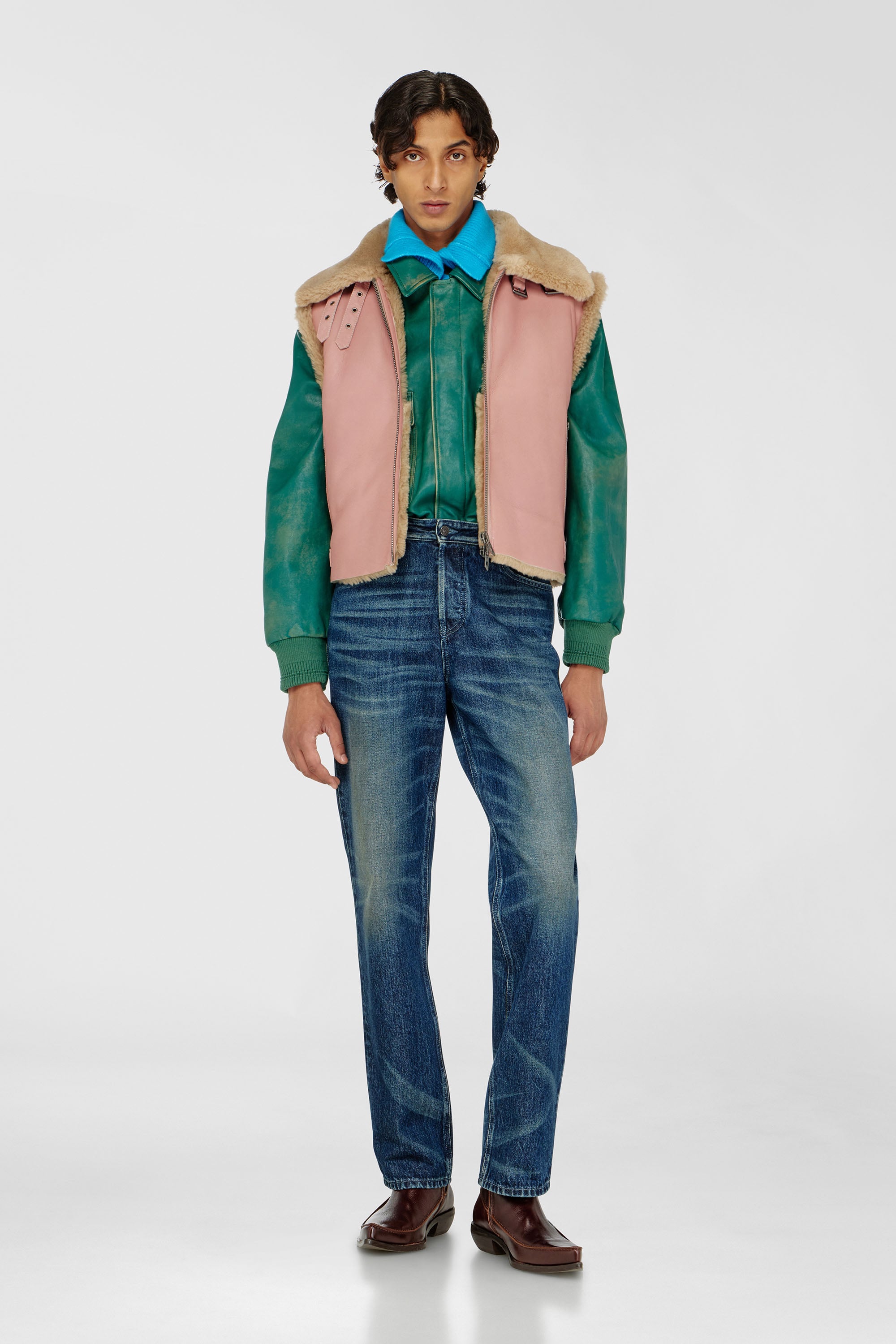 Diesel - L-HONT, Man's Shearling leather vest in Pink - 1