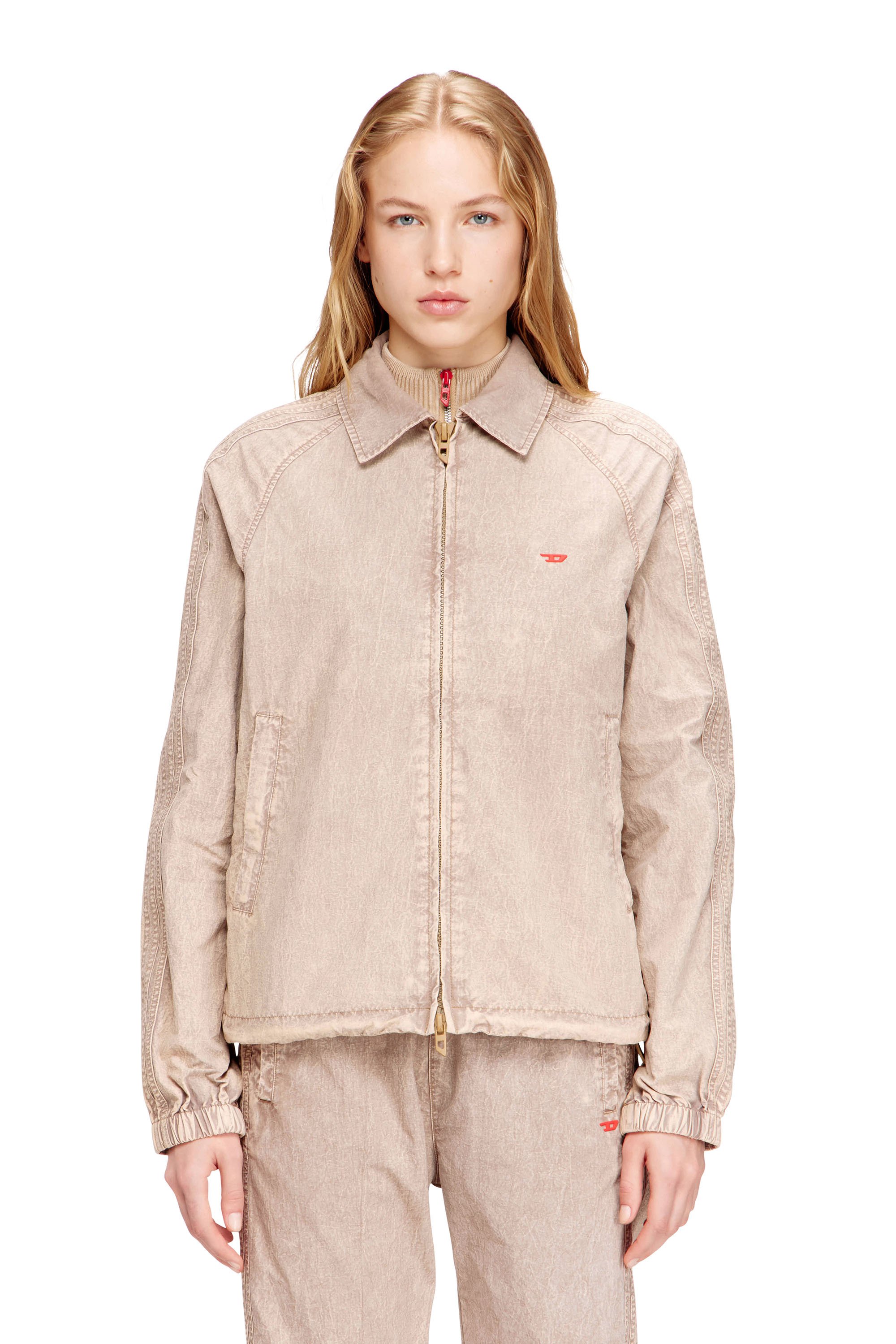 Diesel - J-FENIC-AG, Unisex's Taslan jacket with striped sleeves in Beige - 1