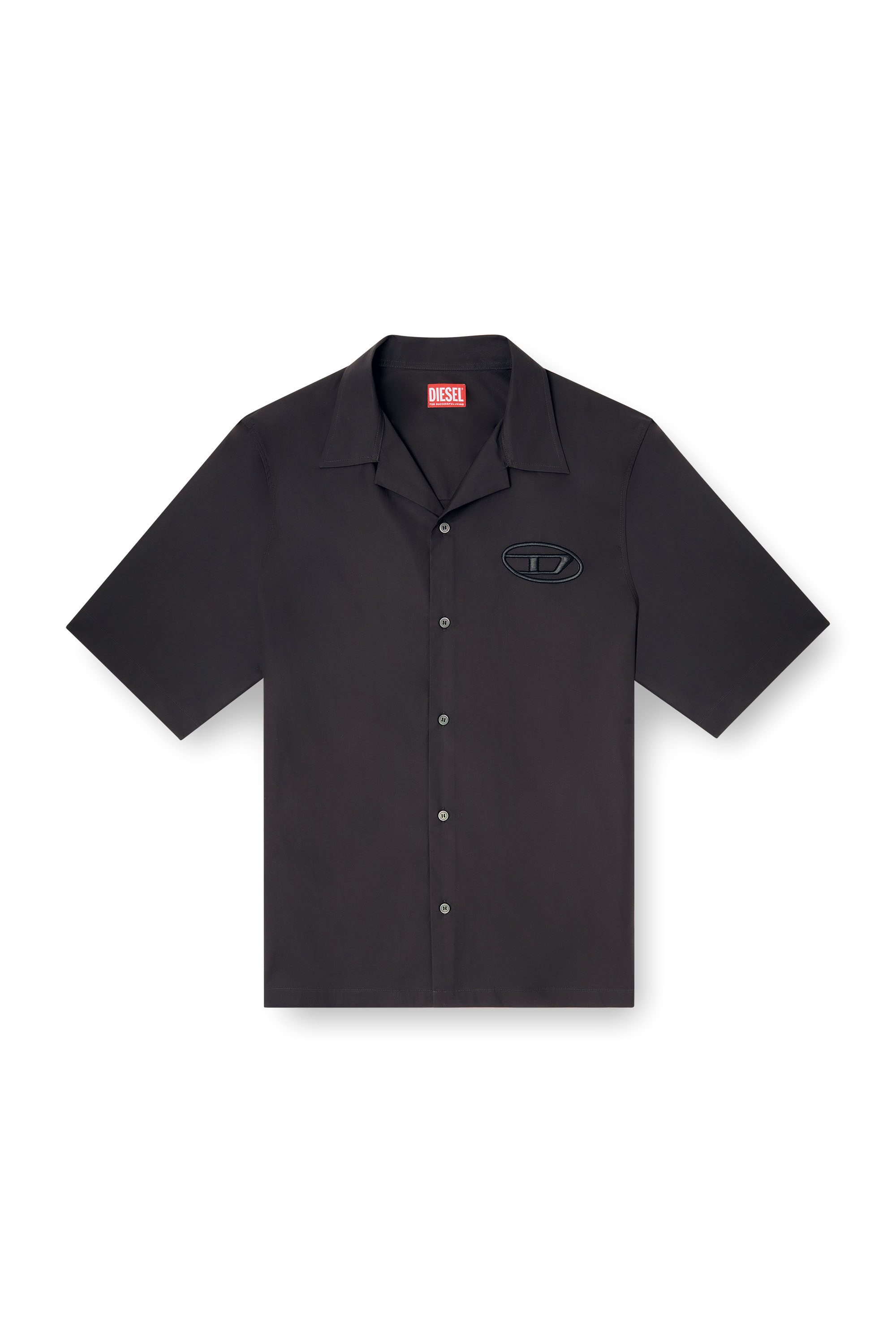 Diesel - S-MAC-PCAL, Man's Bowling shirt with Oval D in Black - 2