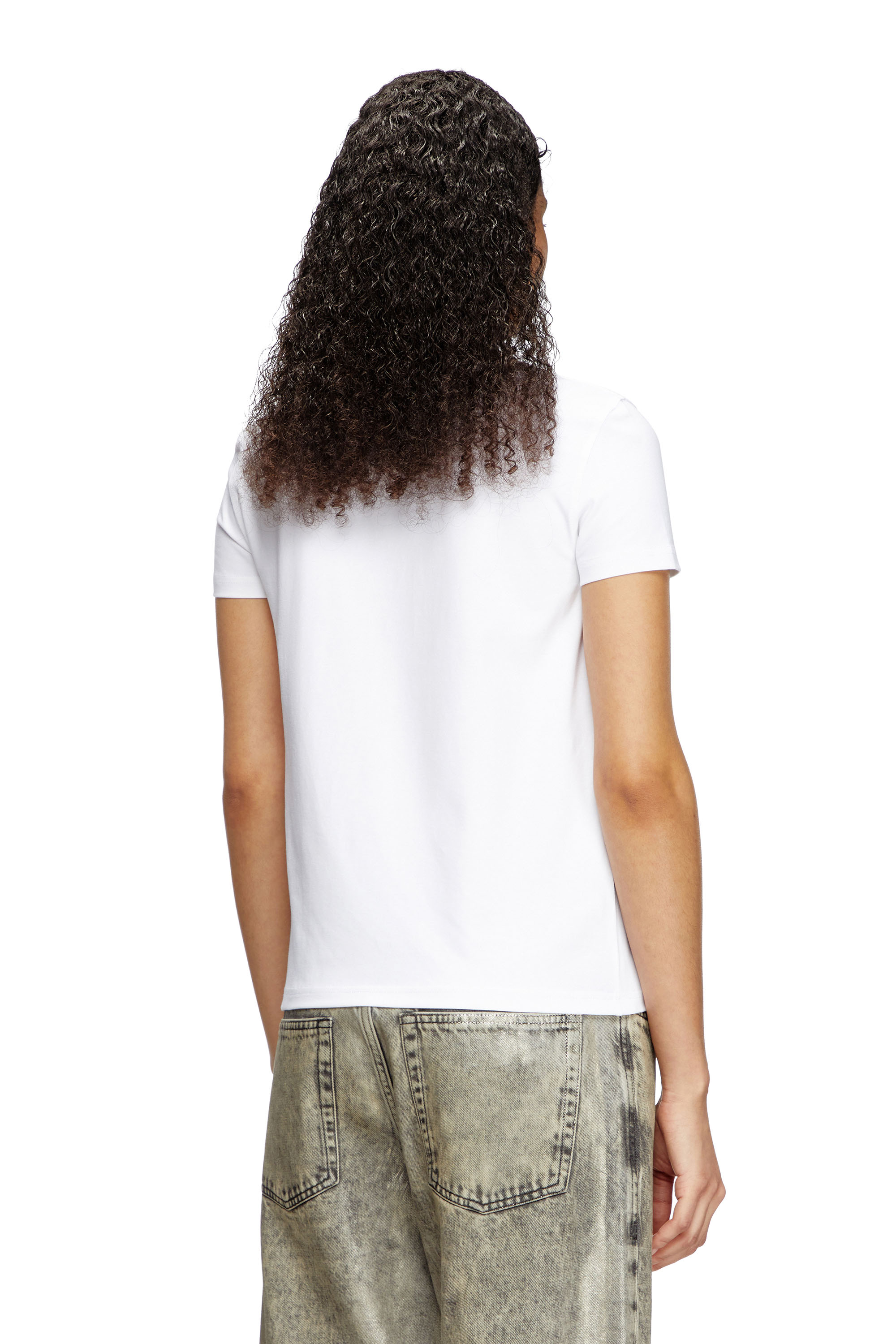 Diesel - T-SLAX-Q1, Woman's T-shirt with nipple-effect patches in White - 4