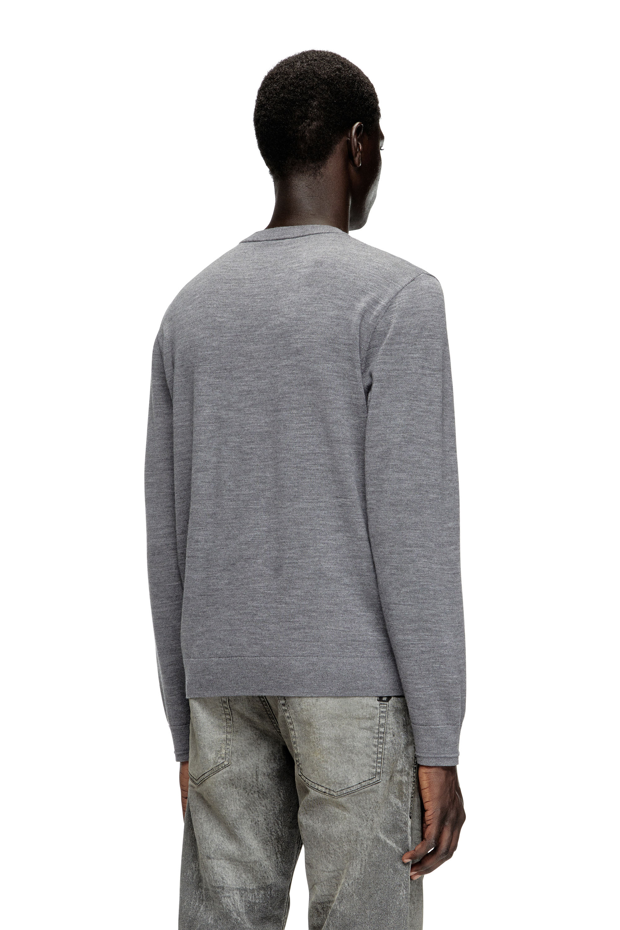 Diesel - K-VALIAM, Man's Wool jumper with cut-out logo in Grey - 4