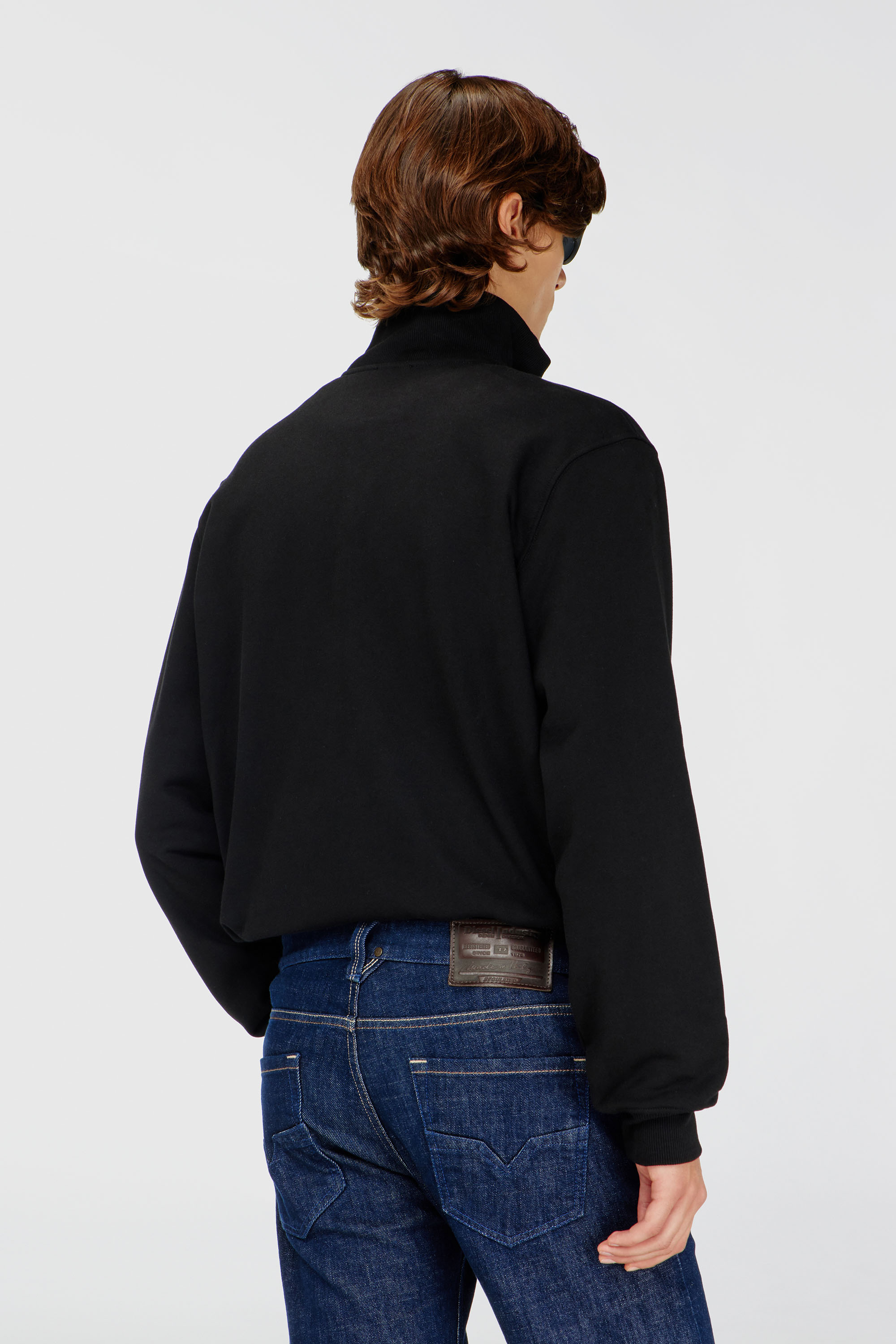Diesel - S-GINNI-ZIP-OD, Man's Zip-up sweatshirt with metallic logo in Black - 4
