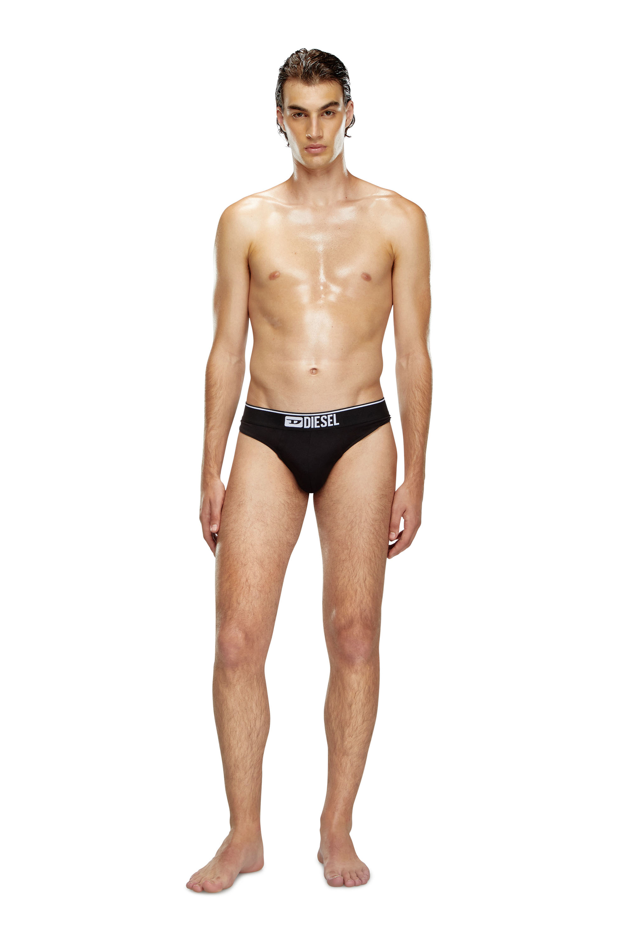 Diesel - UMBR-STRINGTHREEPACK, Man's Three-pack of thongs with logo waist in Black - 1