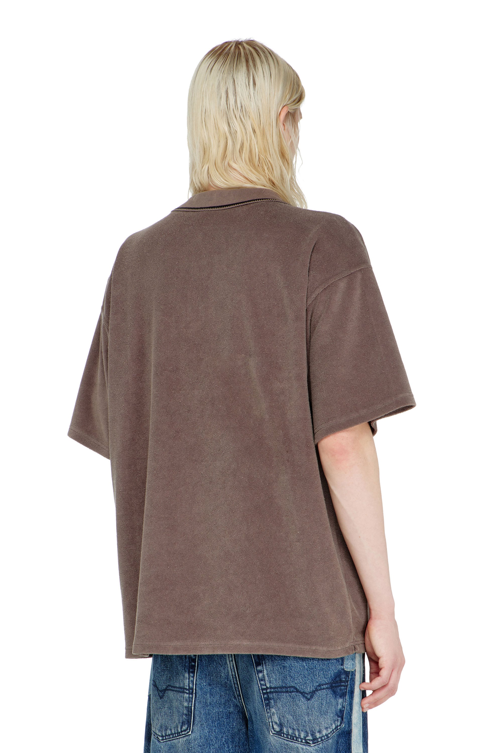 Diesel - T-SPONGY-ZIP, Man's Chenille polo shirt with shield patch in null - 4