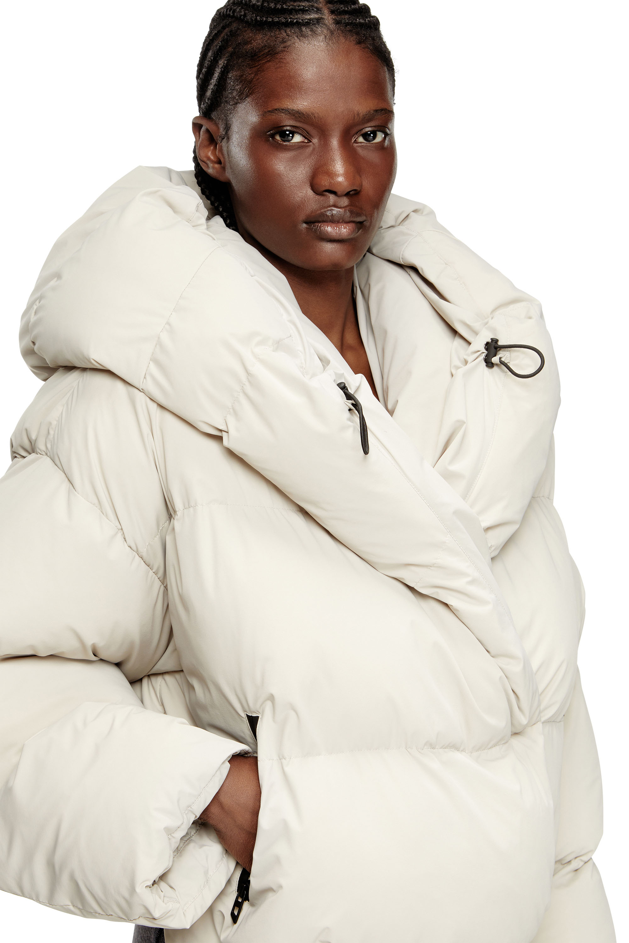 Diesel - W-ILEY-T1, Woman's Wrap puffer in bi-stretch nylon in Beige - 5
