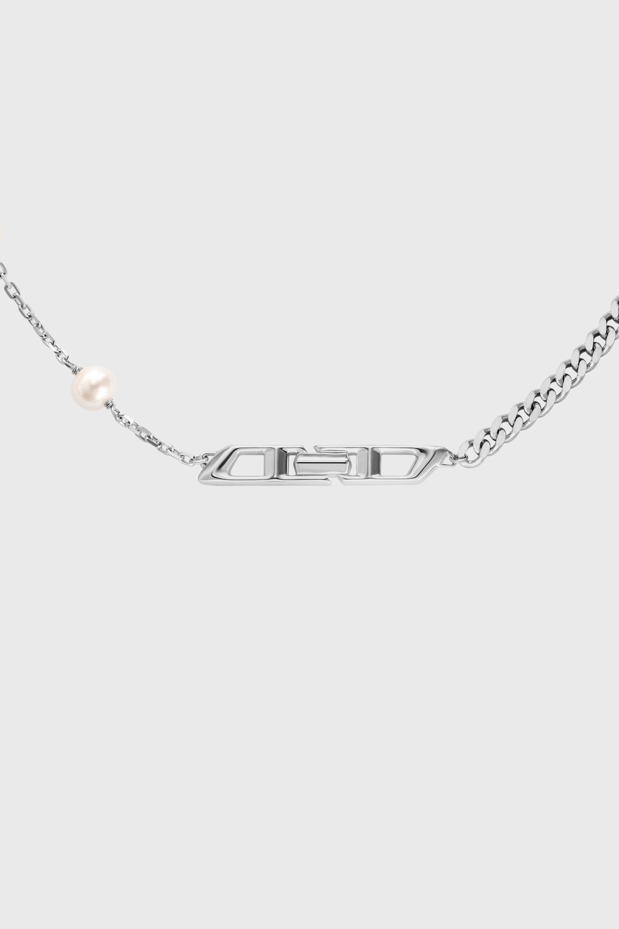 Diesel - DL1373040, Unisex's Sterling silver and pearl chain necklace in Silver - 2