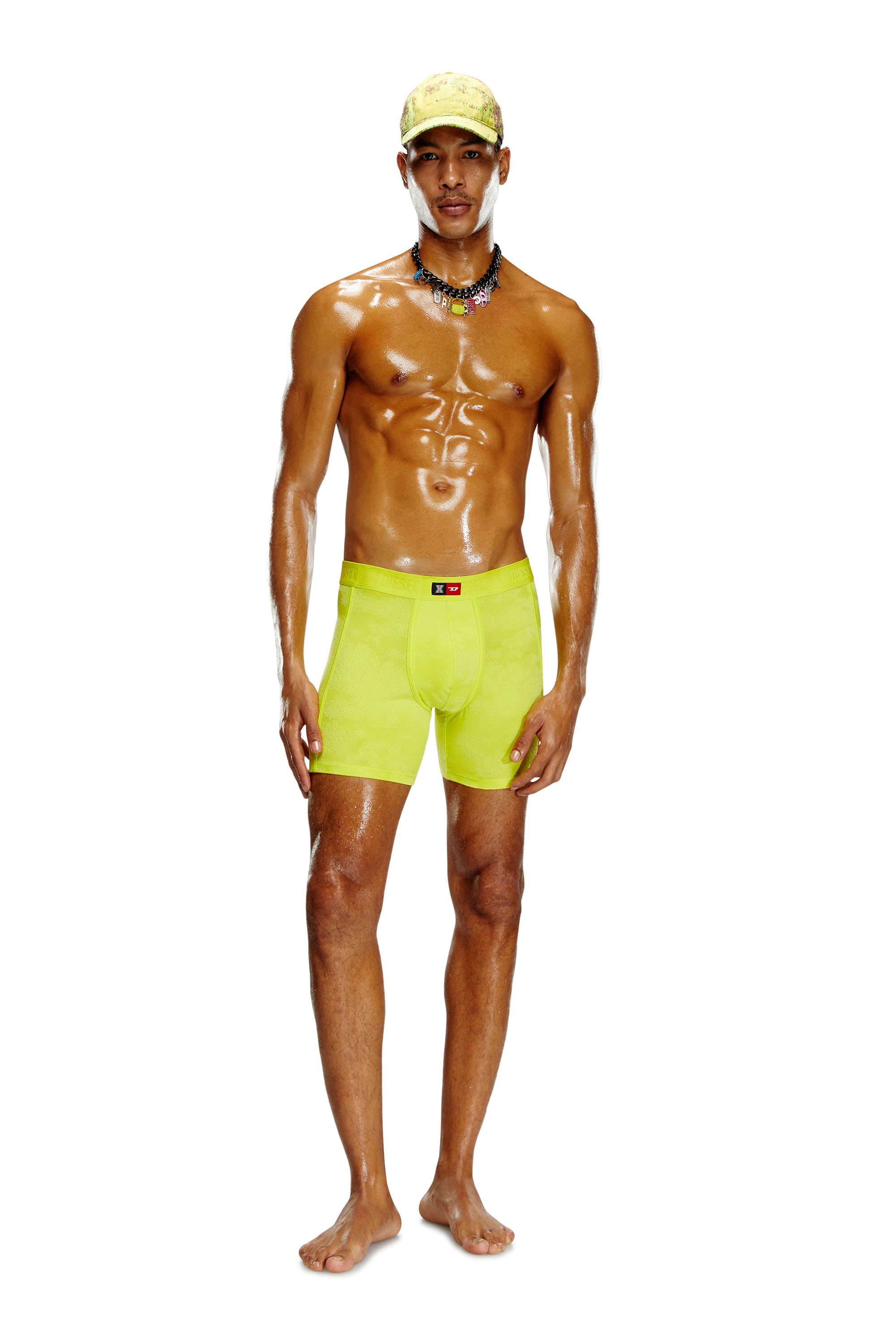 Diesel - FLOCKED-BOXER-BRIEFS, Man's Flocked microfibre boxer briefs in Green Fluo - 2