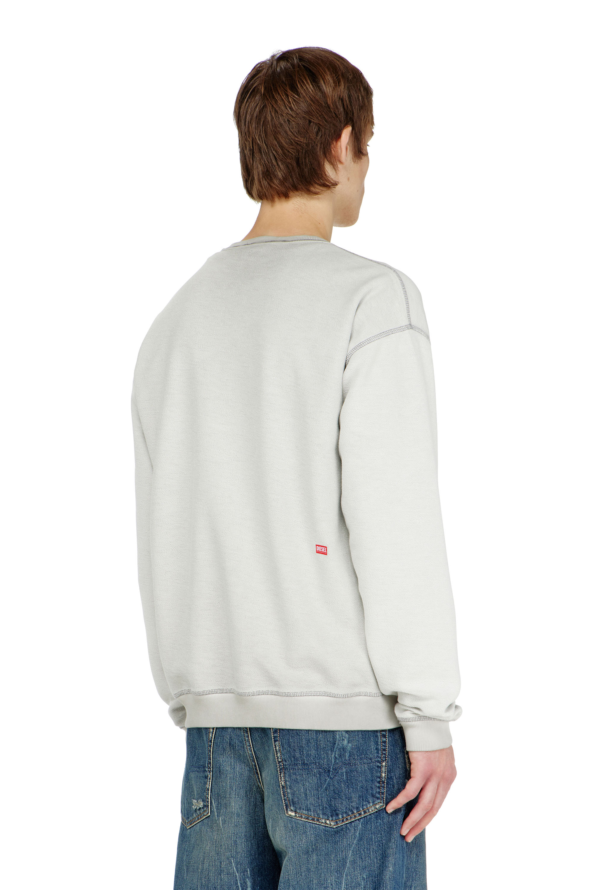 Diesel - S-ARON-RAW, Man's Sweatshirt with d&eacute;vor&eacute; print in Light Grey - 4