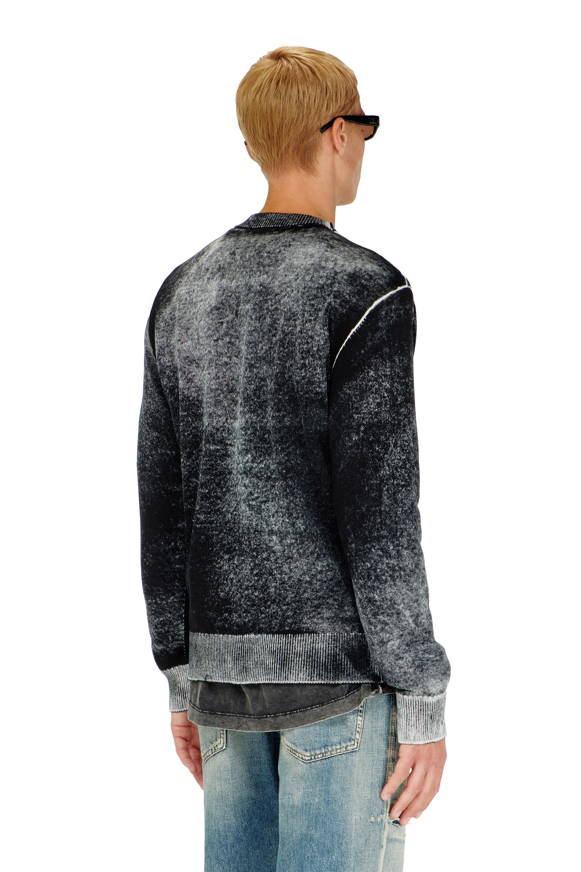 Diesel - K-LAURENT, Man's Jumper with faded reverse print in Black - 4