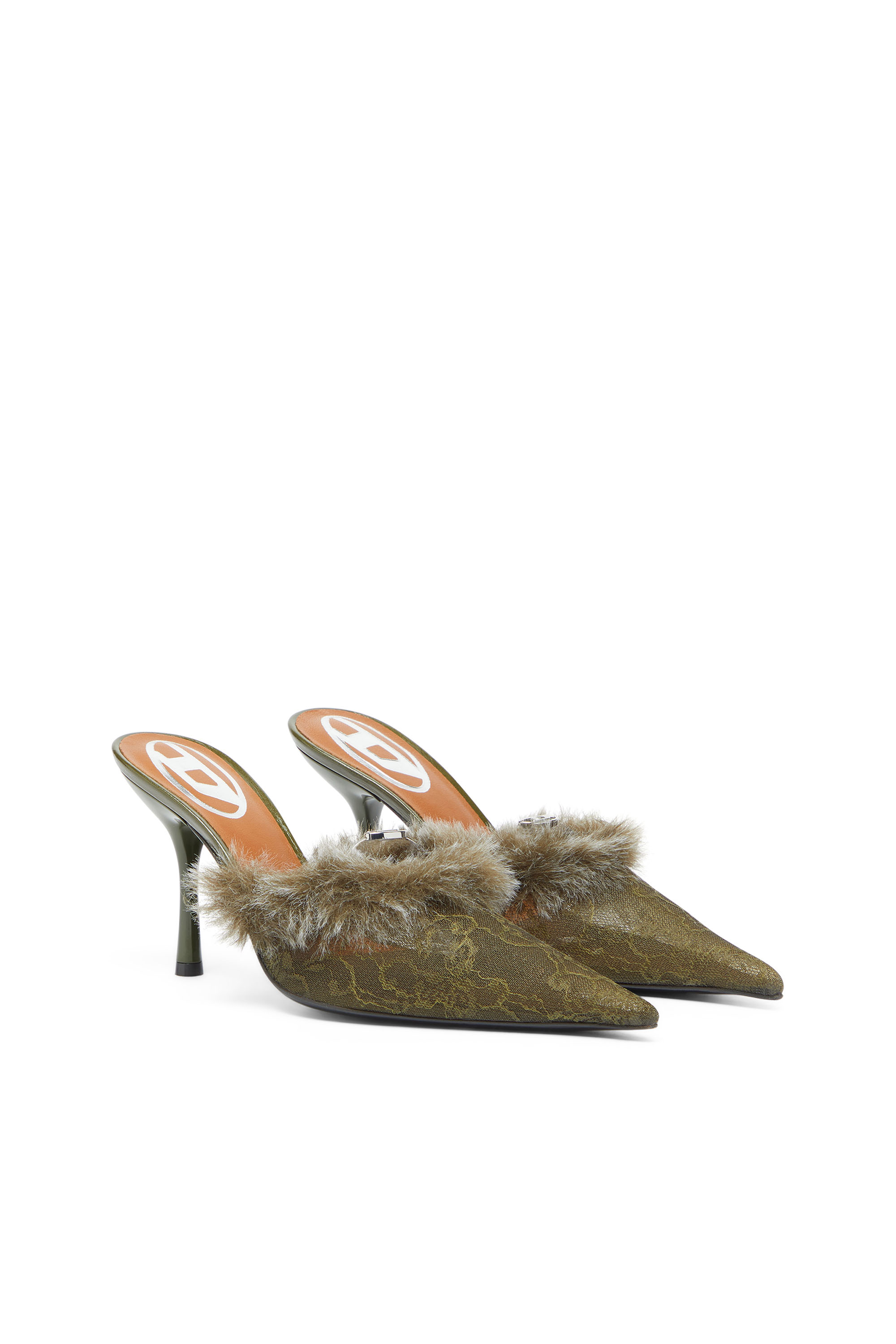 Diesel - D-JEWELS  MULE FUR 90, Woman's D-Ten&Half - Mules in nylon with fuzzy trim in null - 2