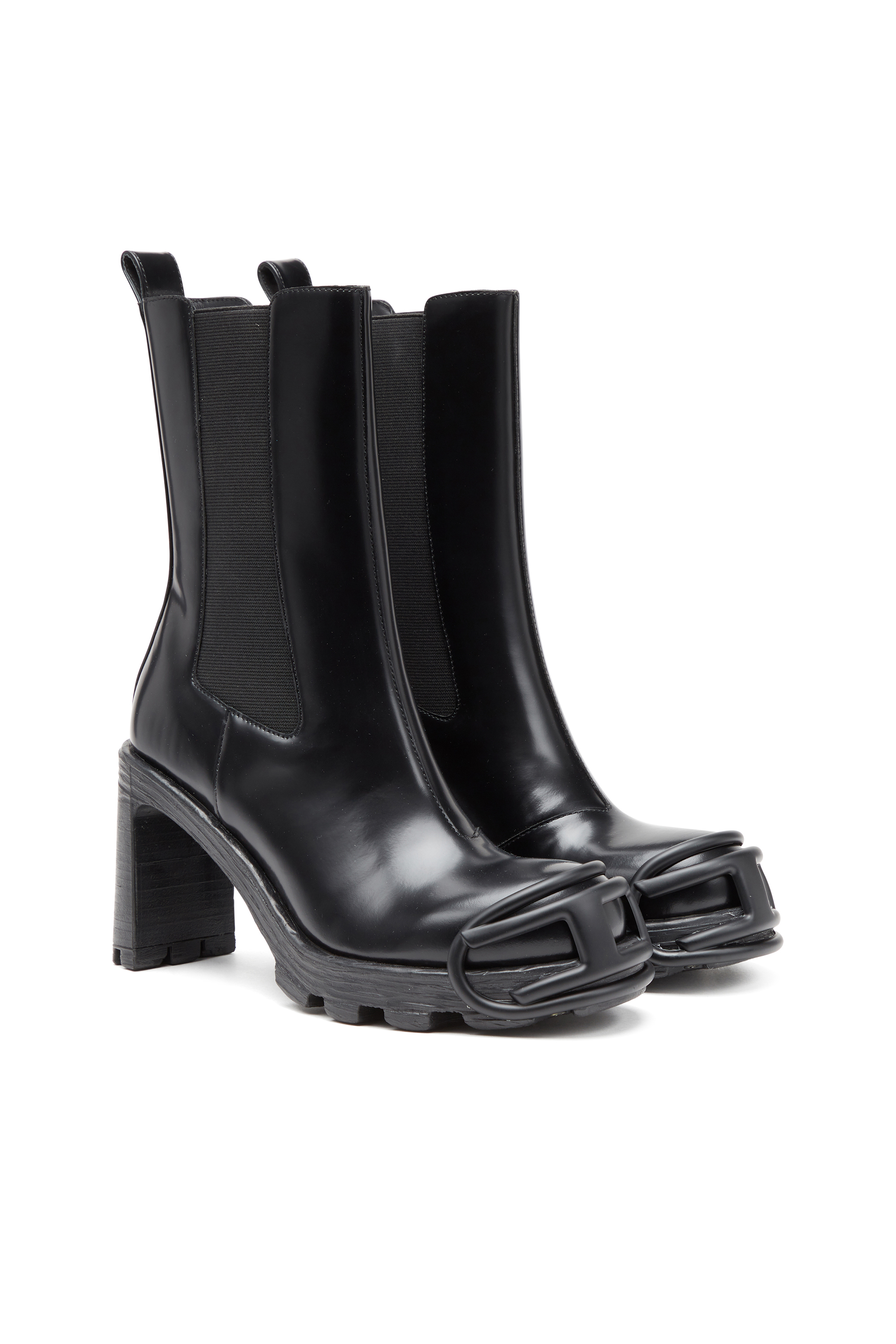 D-HAMMER CH D W, Black Diesel - D-HAMMER CH D W, Woman's D-Hammer-High-heel boots with Oval D plaque in Black - 2