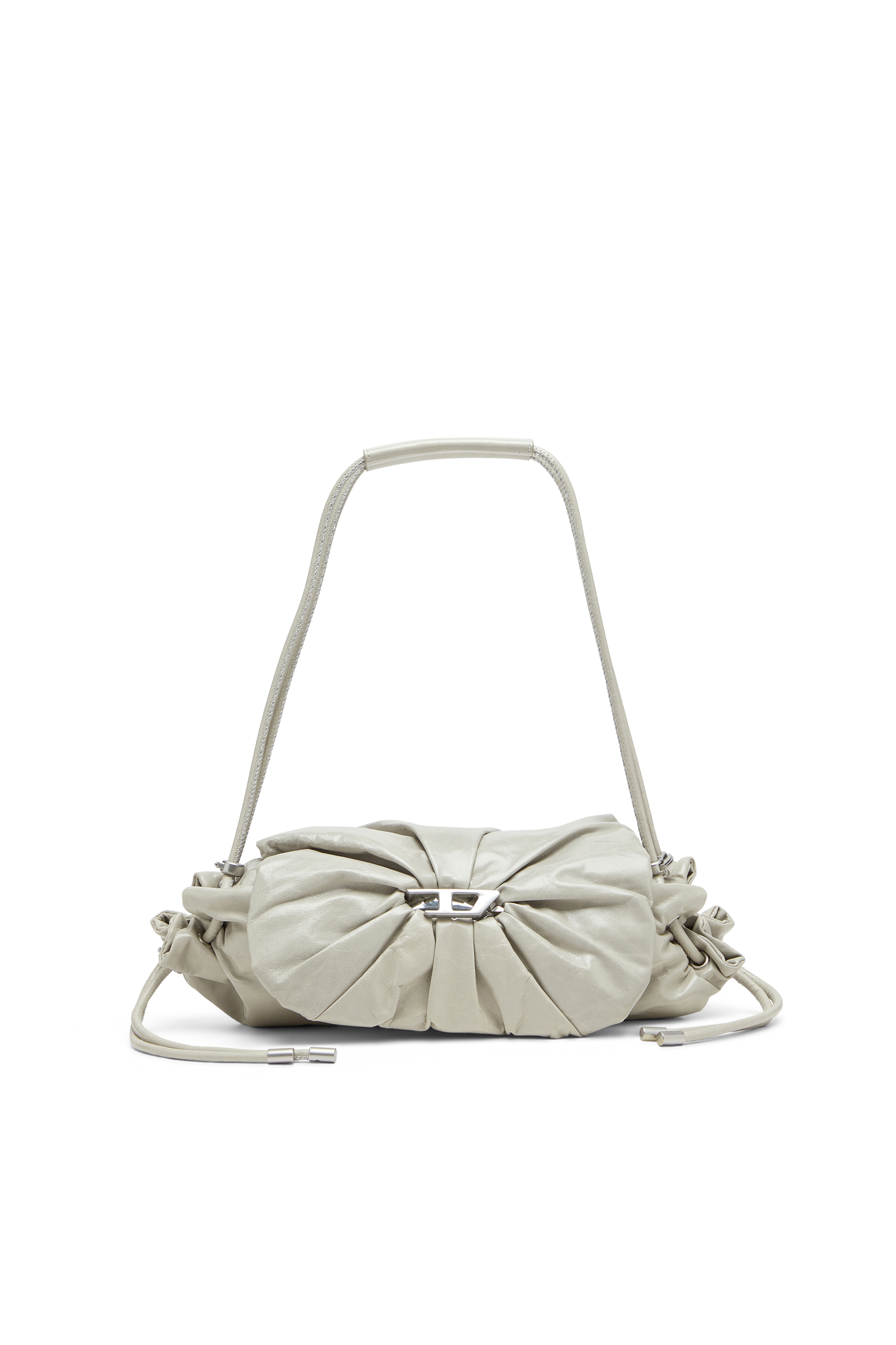 Diesel - SCRUNCH-D SHOULDER S, Woman's Scrunch-D S-Shoulder bag in scrunched leather in White - 1