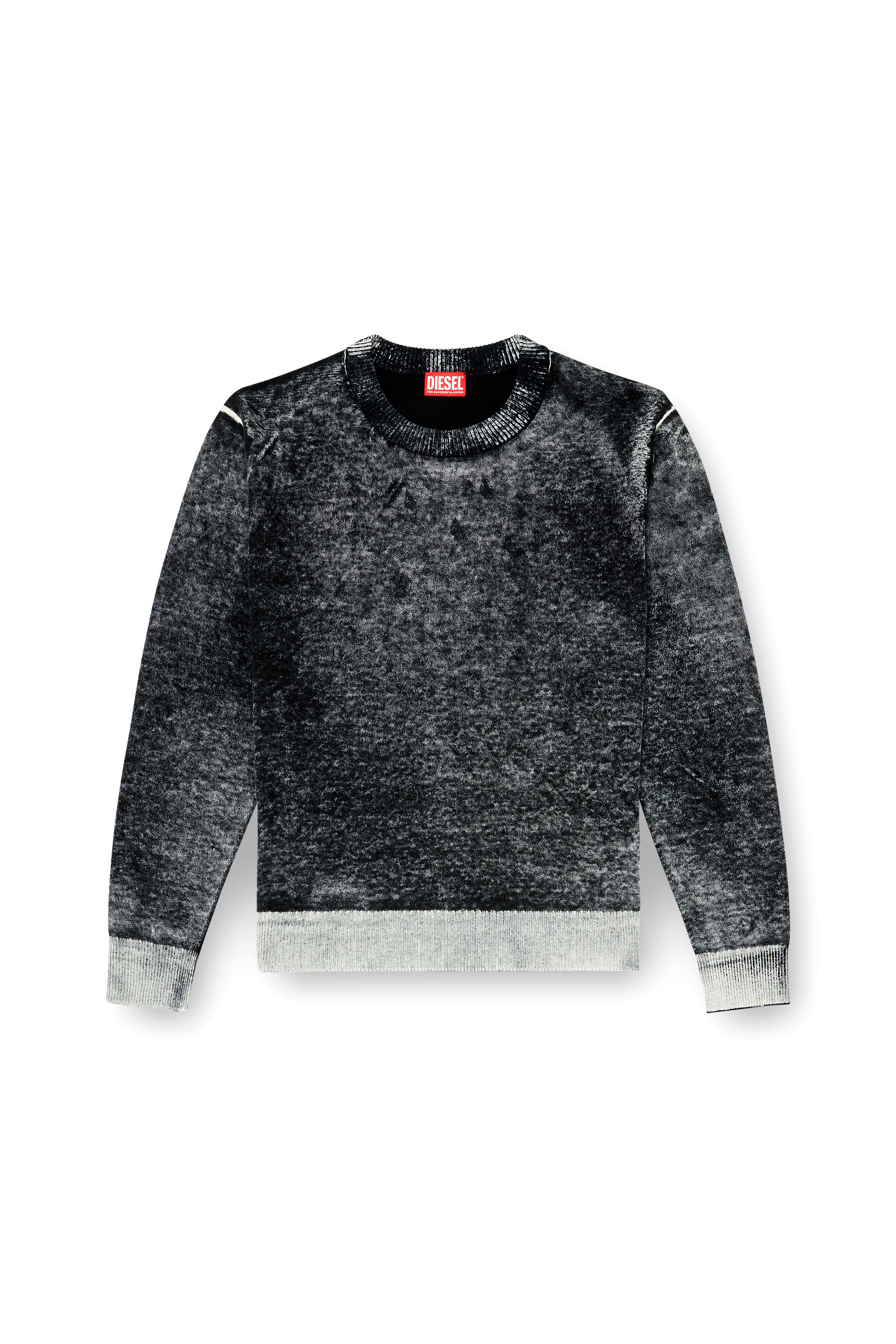 Diesel - K-LAURENT, Man's Jumper with faded reverse print in Black - 3
