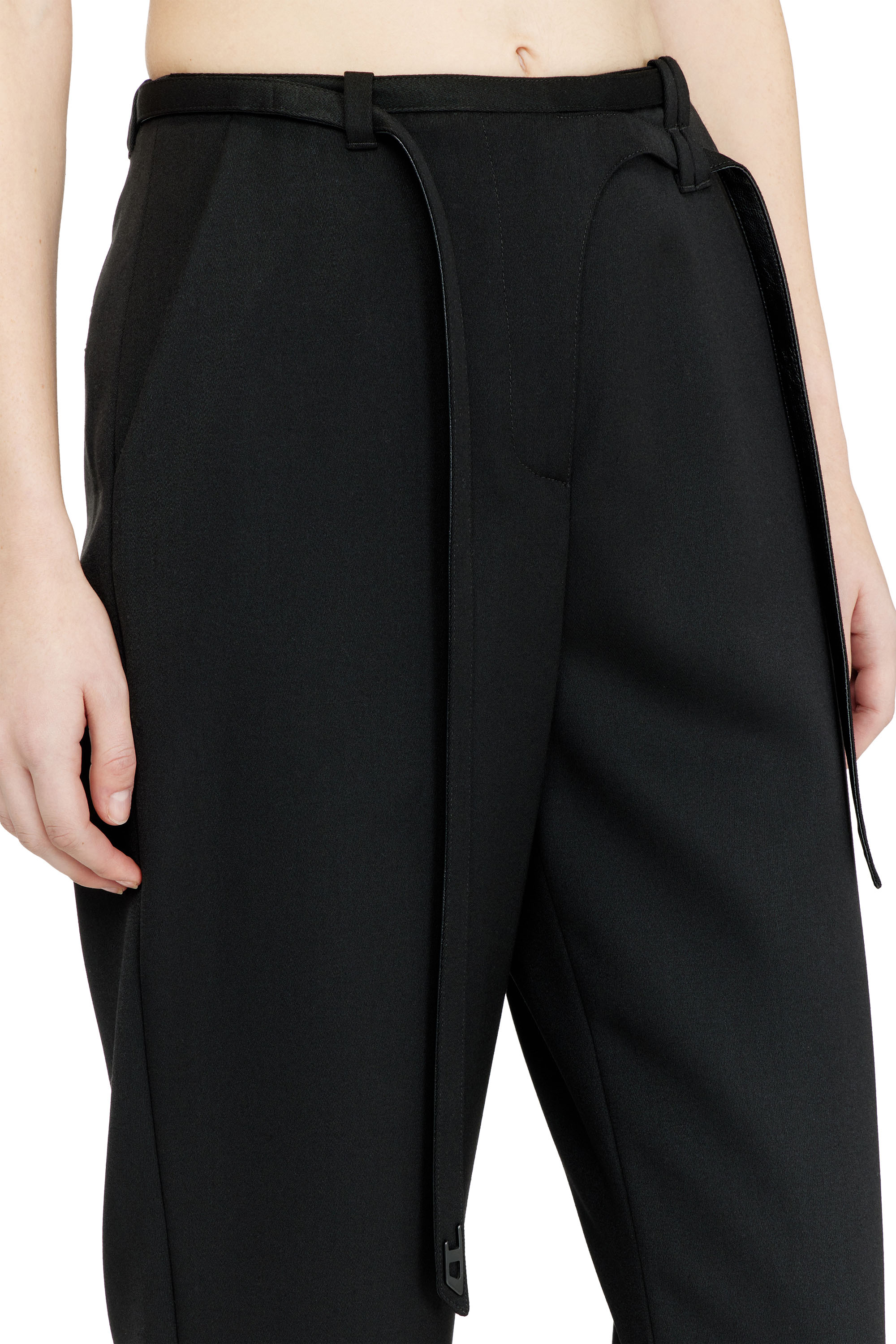 Diesel - P-IXIE-1, Woman's Tailored pants with biker belt strap in Black - 4