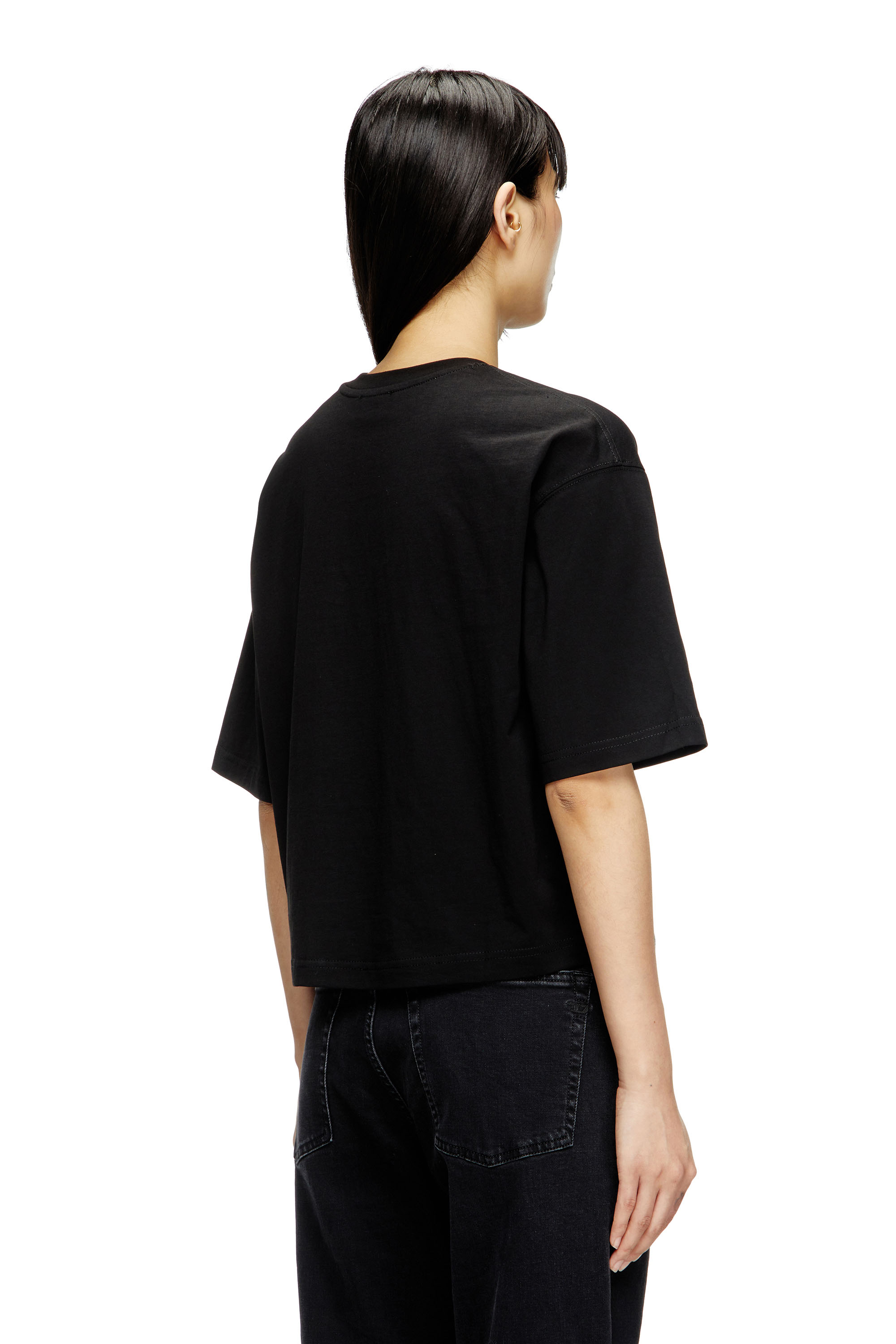 Diesel - T-ROWY-OD, Woman's Boxy T-shirt with embroidered D in Black - 4
