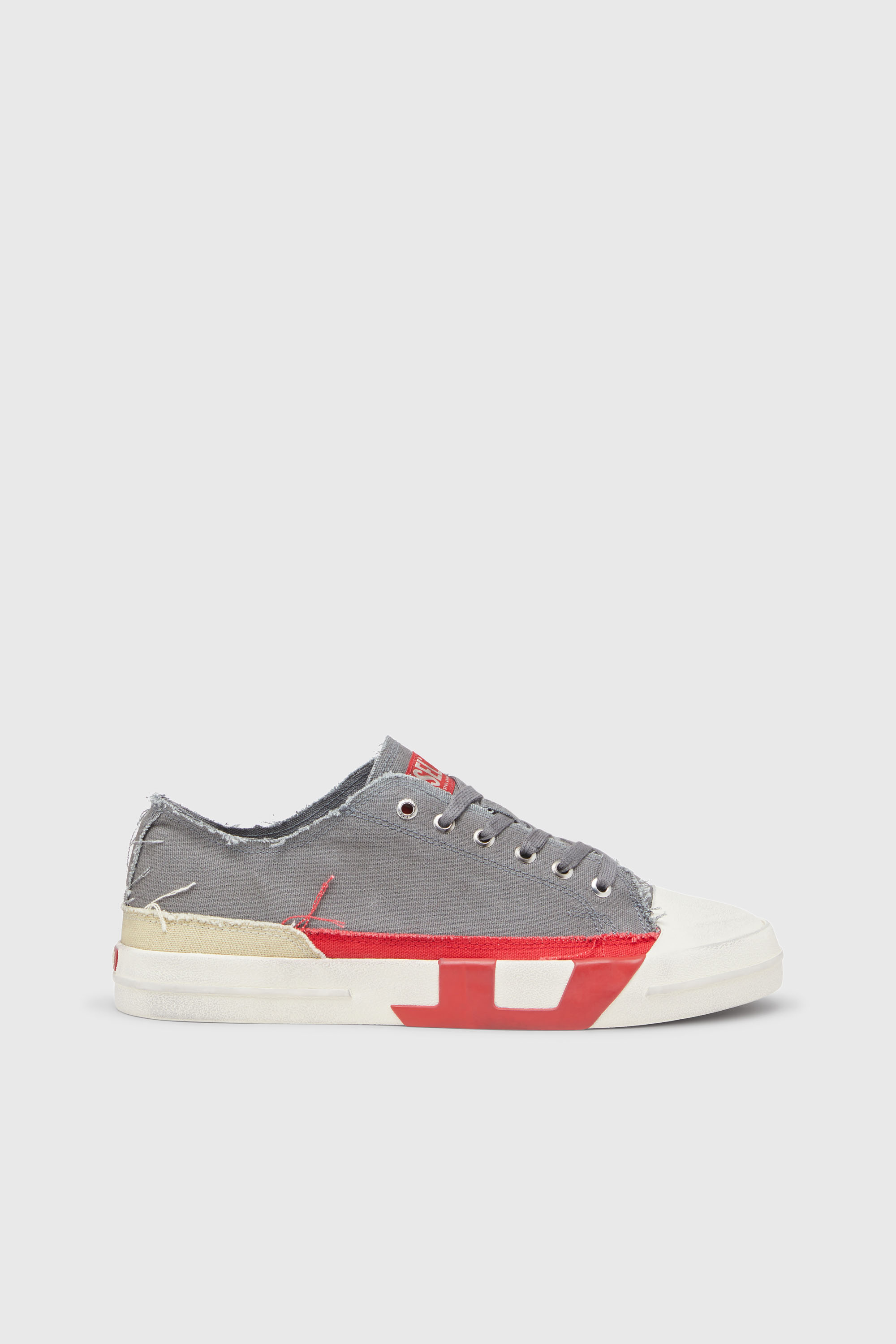 Diesel - S-D-VERSE LOW, Man's S-D-Verse-Dirty-effect canvas sneakers in Grey - 1