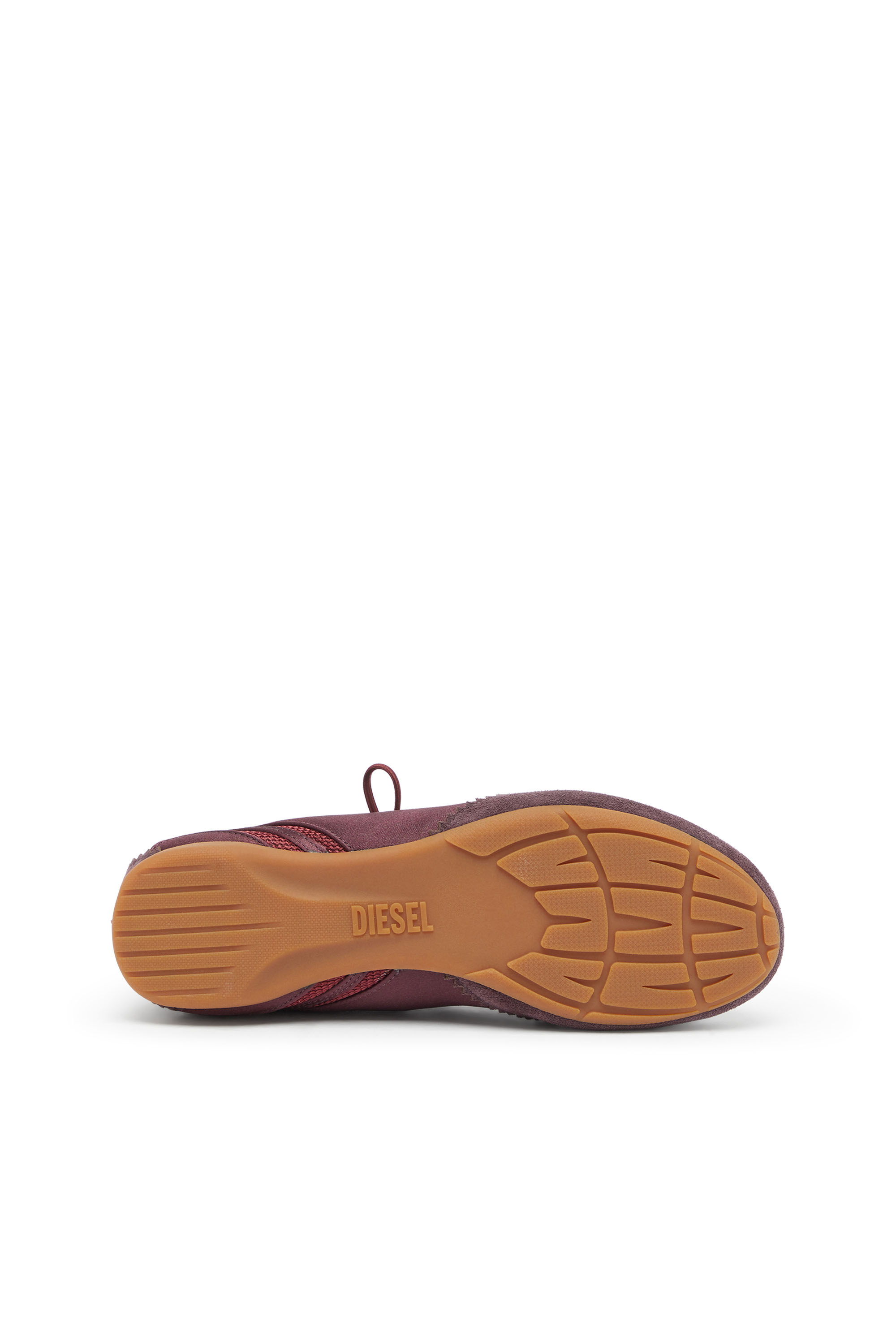 Diesel - D-MILE BALLERINA LACE UP II W, Woman's D-Mile - Lace-up ballerina flats in leather and mesh in Burgundy - 4