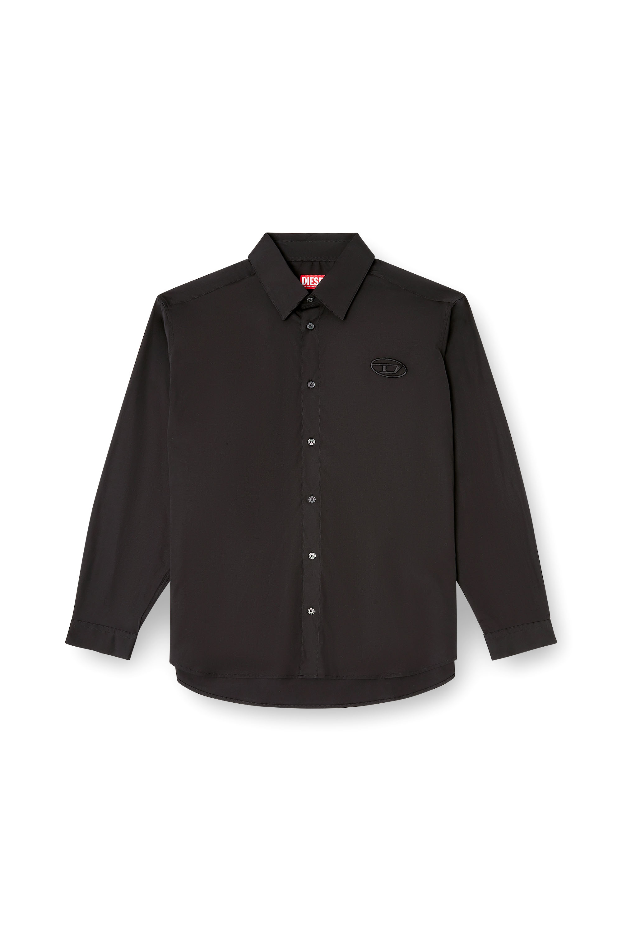 Diesel - S-SIMPLY-GSBH, Man's Stretch poplin shirt with embroidery in Black - 3