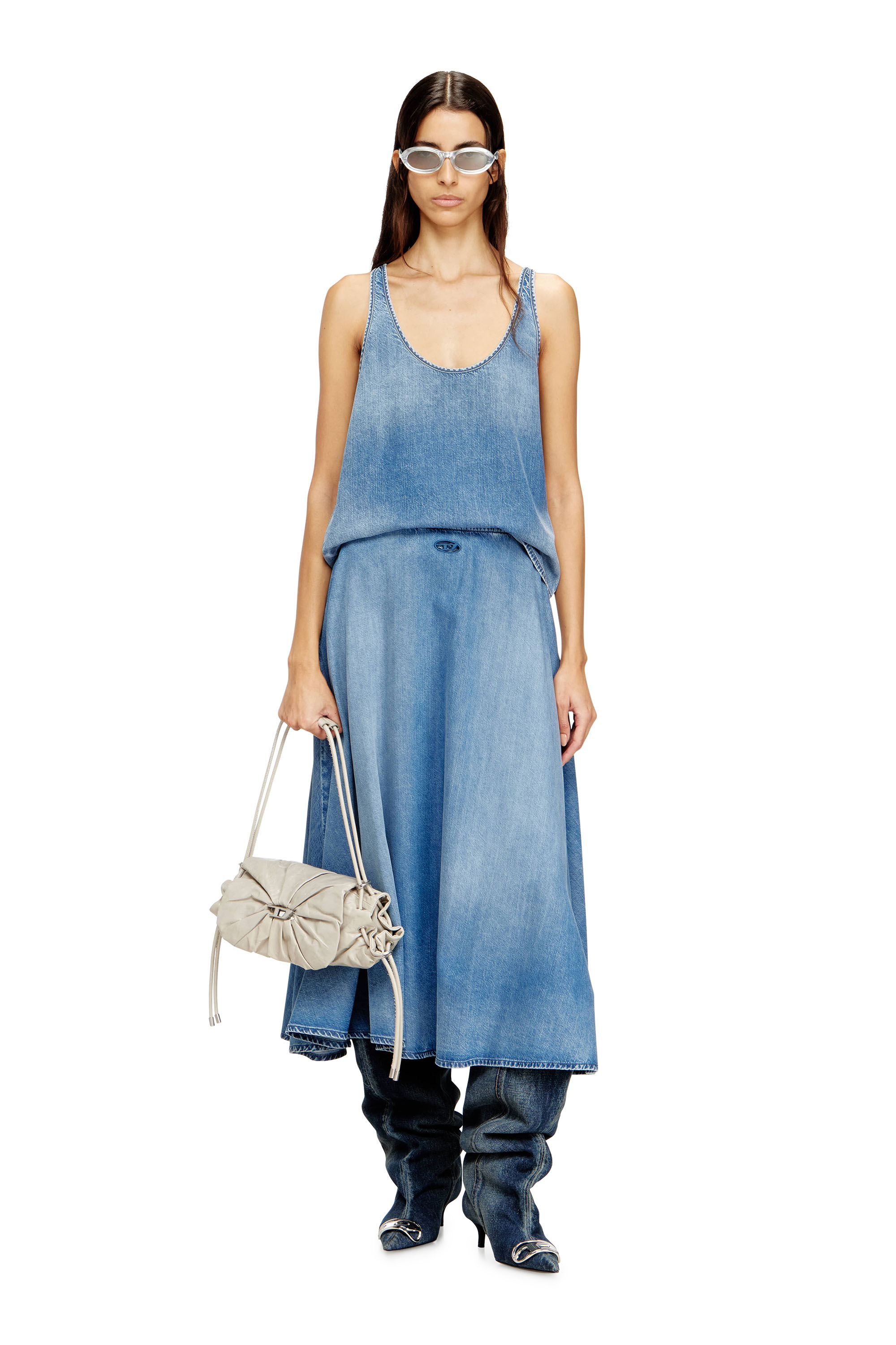 Diesel - DE-MISY-S, Woman's Top in lightweight stonewashed denim in Light Blue - 2