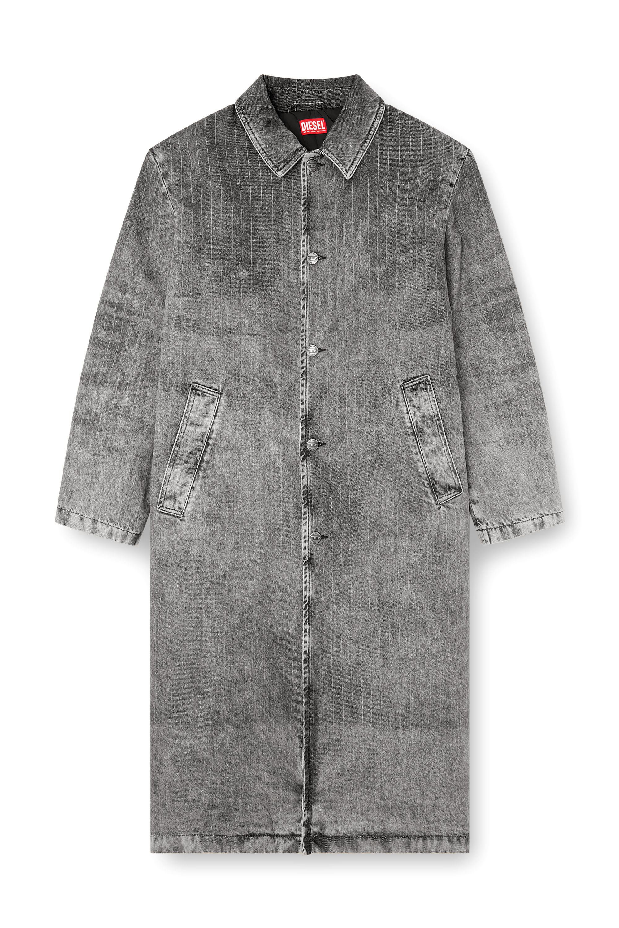 Diesel - D-JACK-S1, Man's Coat in tailoring pinstripe denim in Dark grey - 5