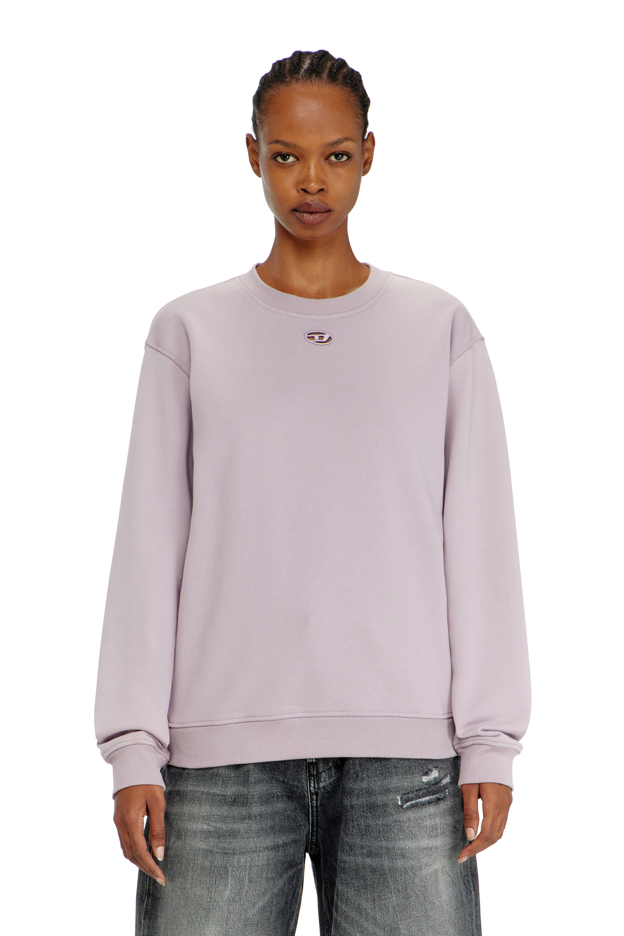 Diesel - F-NORMY-OD, Woman's Cotton sweatshirt with Oval D embroidery in Lilac - 3