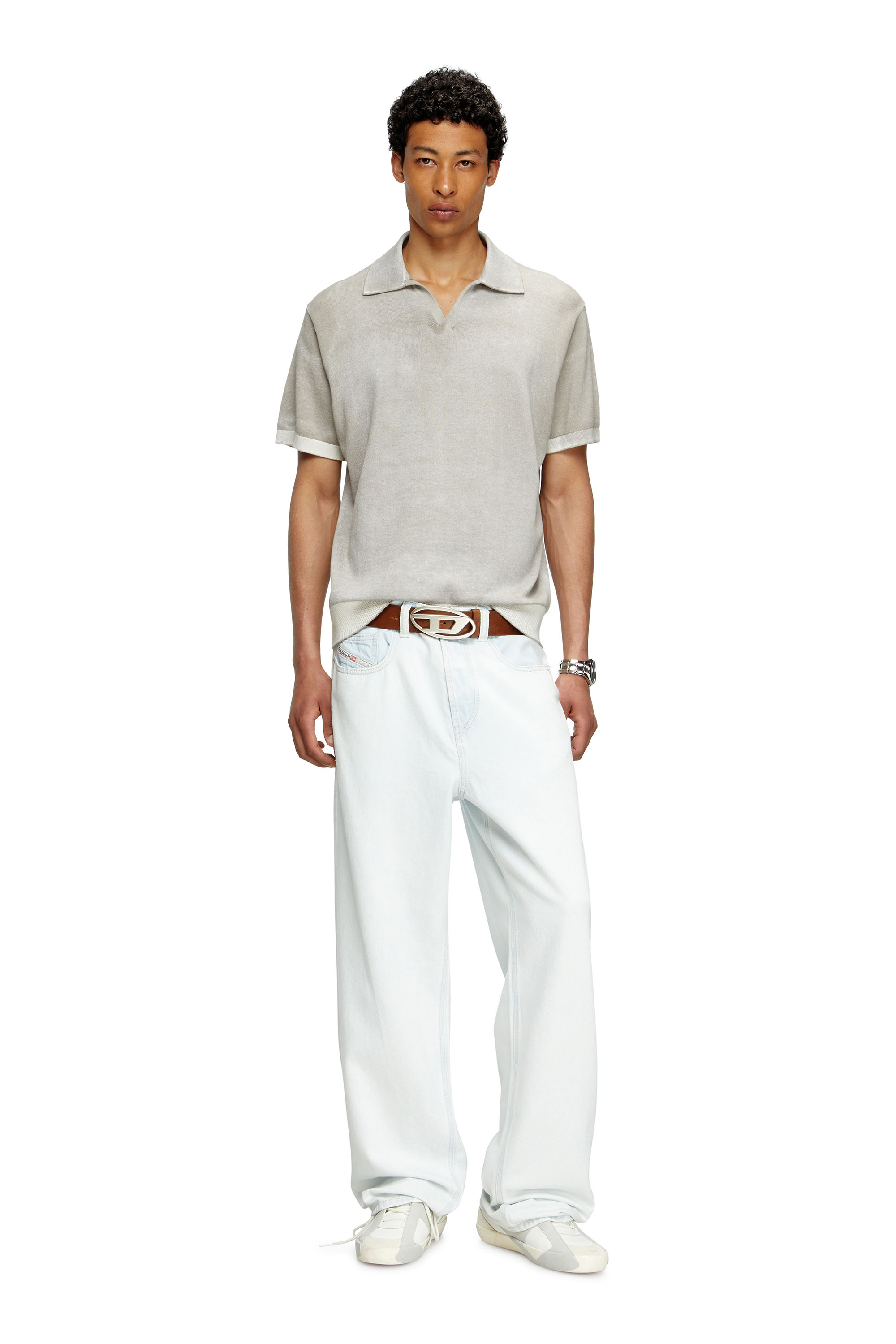 Diesel - K-LORENZO-SS, Man's Reverse-print short-sleeve polo jumper in Grey - 2
