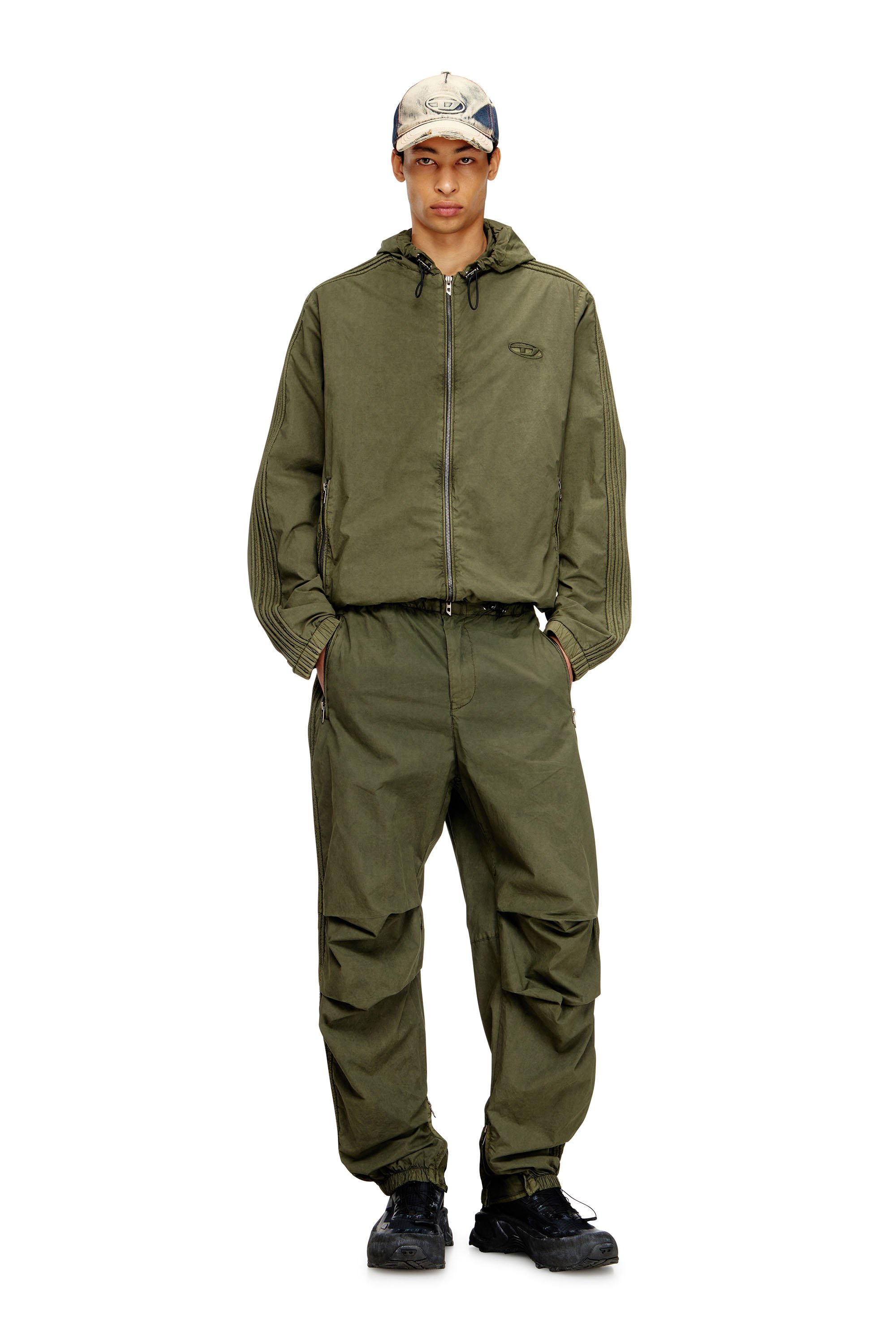 Diesel - J-STITCH, Man's Hooded zip-up jacket in cotton poplin in Military Green - 2