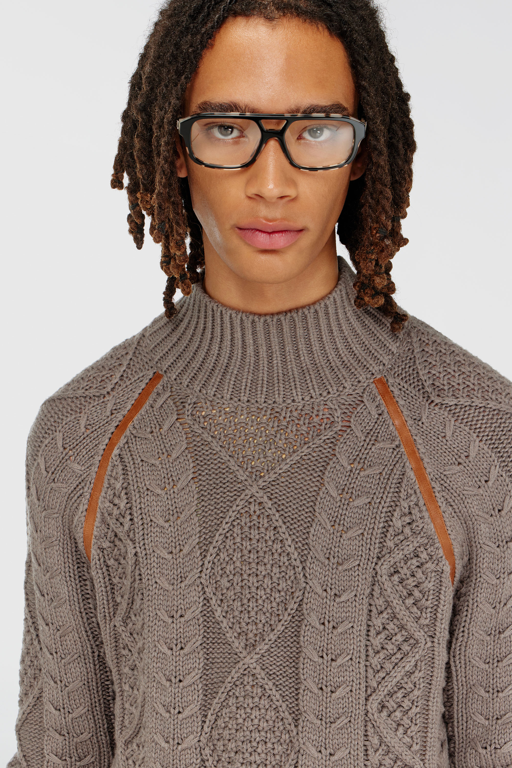 Diesel - K-INOME, Man's Turtleneck jumper in cable knit in Grey - 5