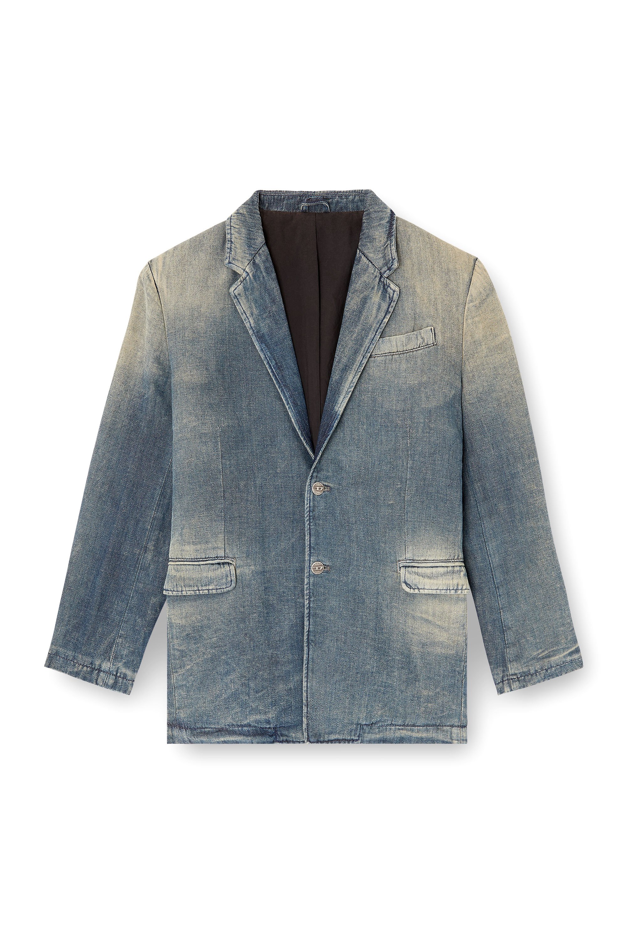 Diesel - D-REGER-D, Unisex's Blazer in dirt-effect herringbone denim in Grey/Blue - 2