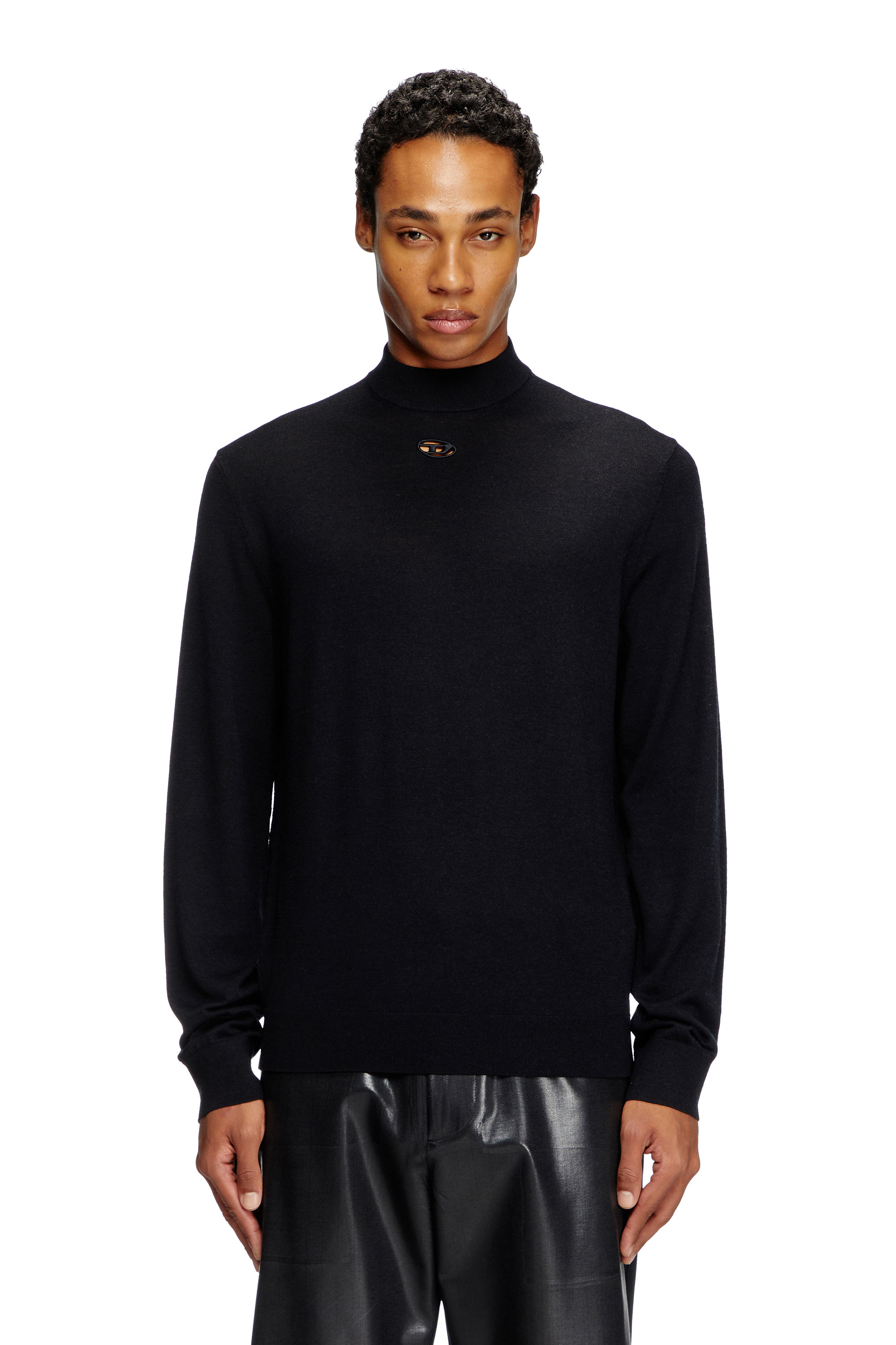 Diesel - K-GIL, Man's Wool turtleneck jumper in Black - 1