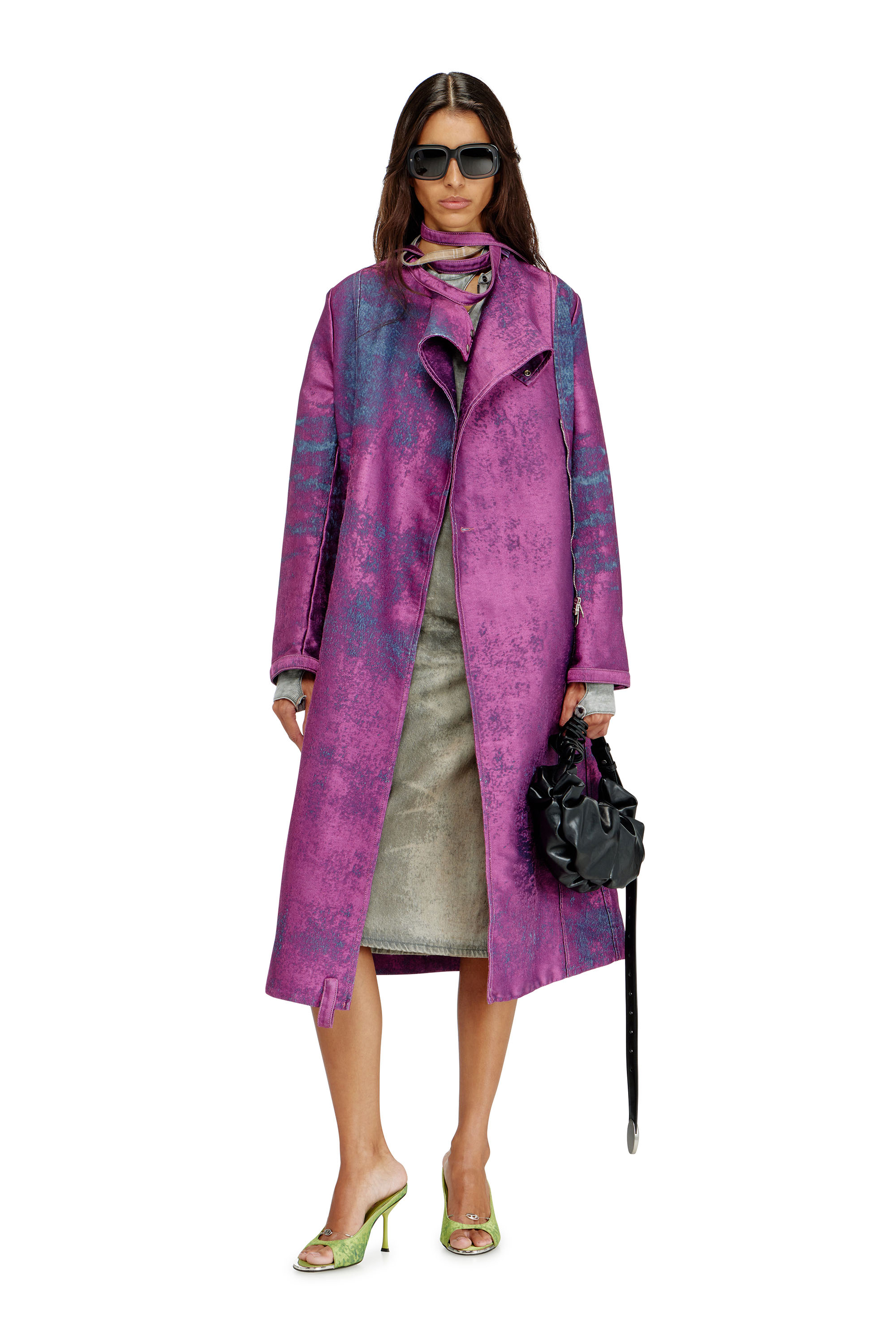 Diesel - DE-DELGAR-FSI, Woman's Coat in coloured satin denim in Violet - 2