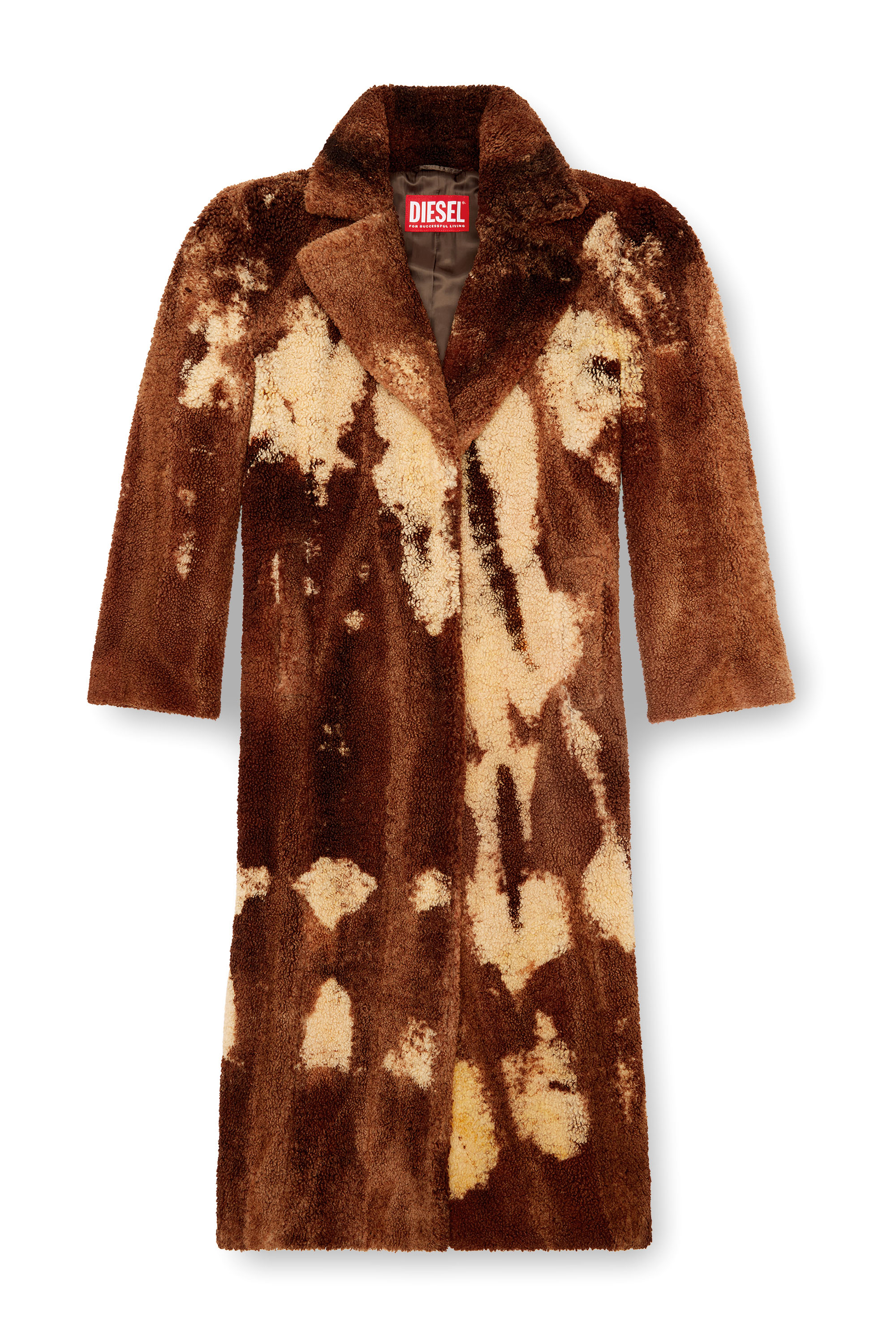 Diesel - W-ILLOW, Woman's Long coat in treated teddy fleece in Brown - 4