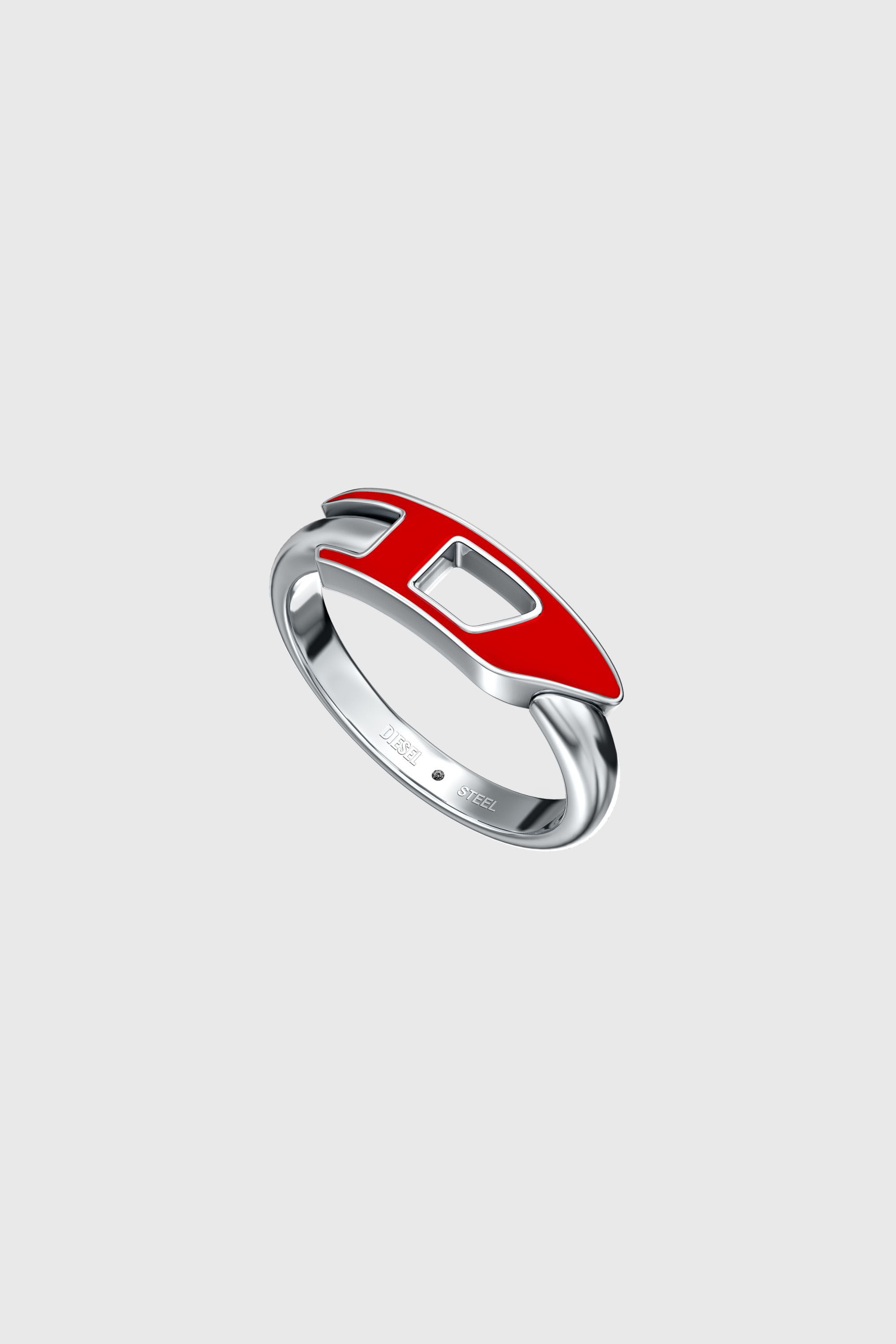 Diesel - DX1688040 JEWELLERY, Unisex's Stainless steel band ring in Silver/Red - 2